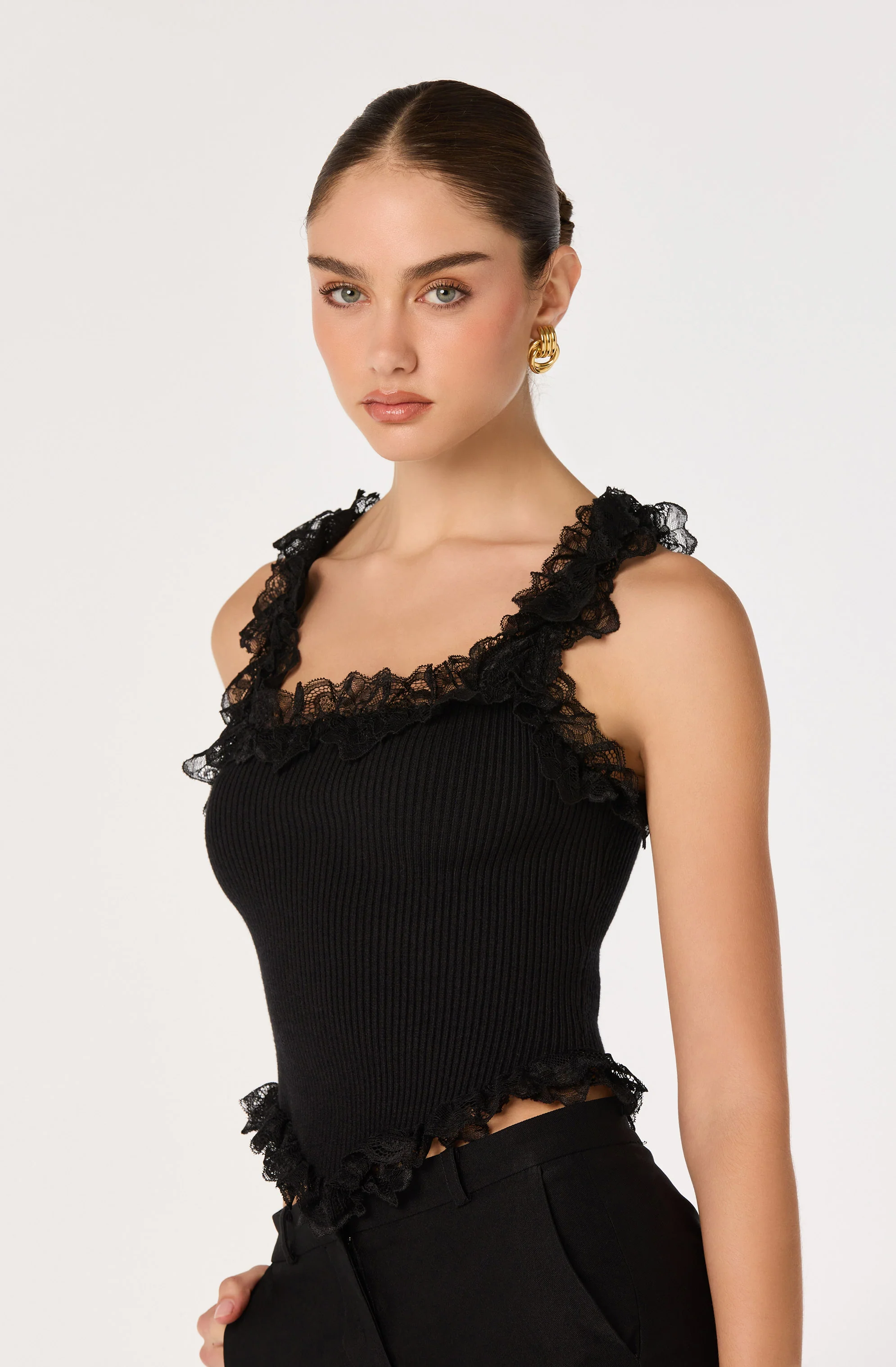 Amity Lace Trim Ribbed Crop Top - Image 9