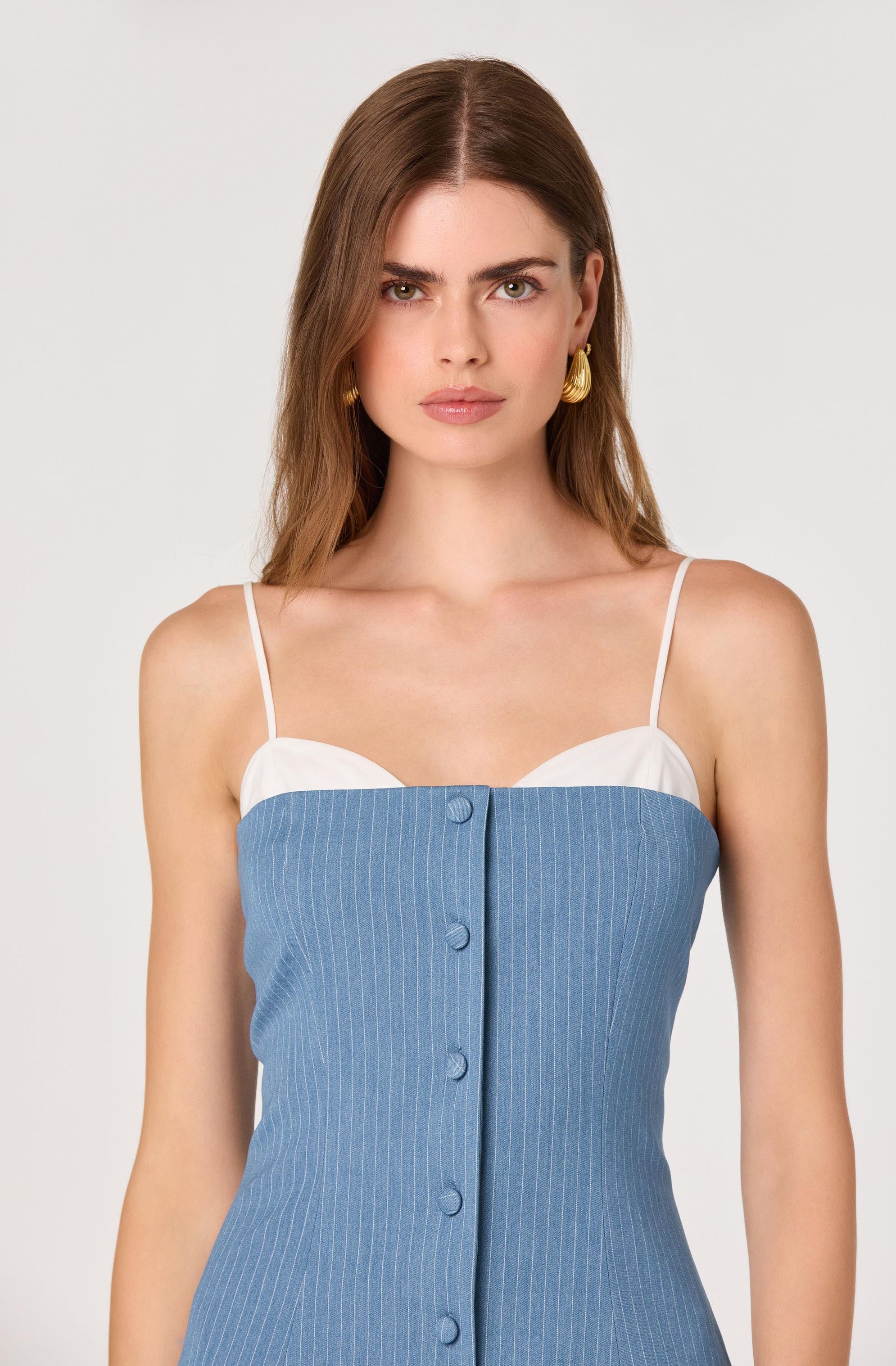 Amren Mixed Media Denim Mini Dress - Image 2