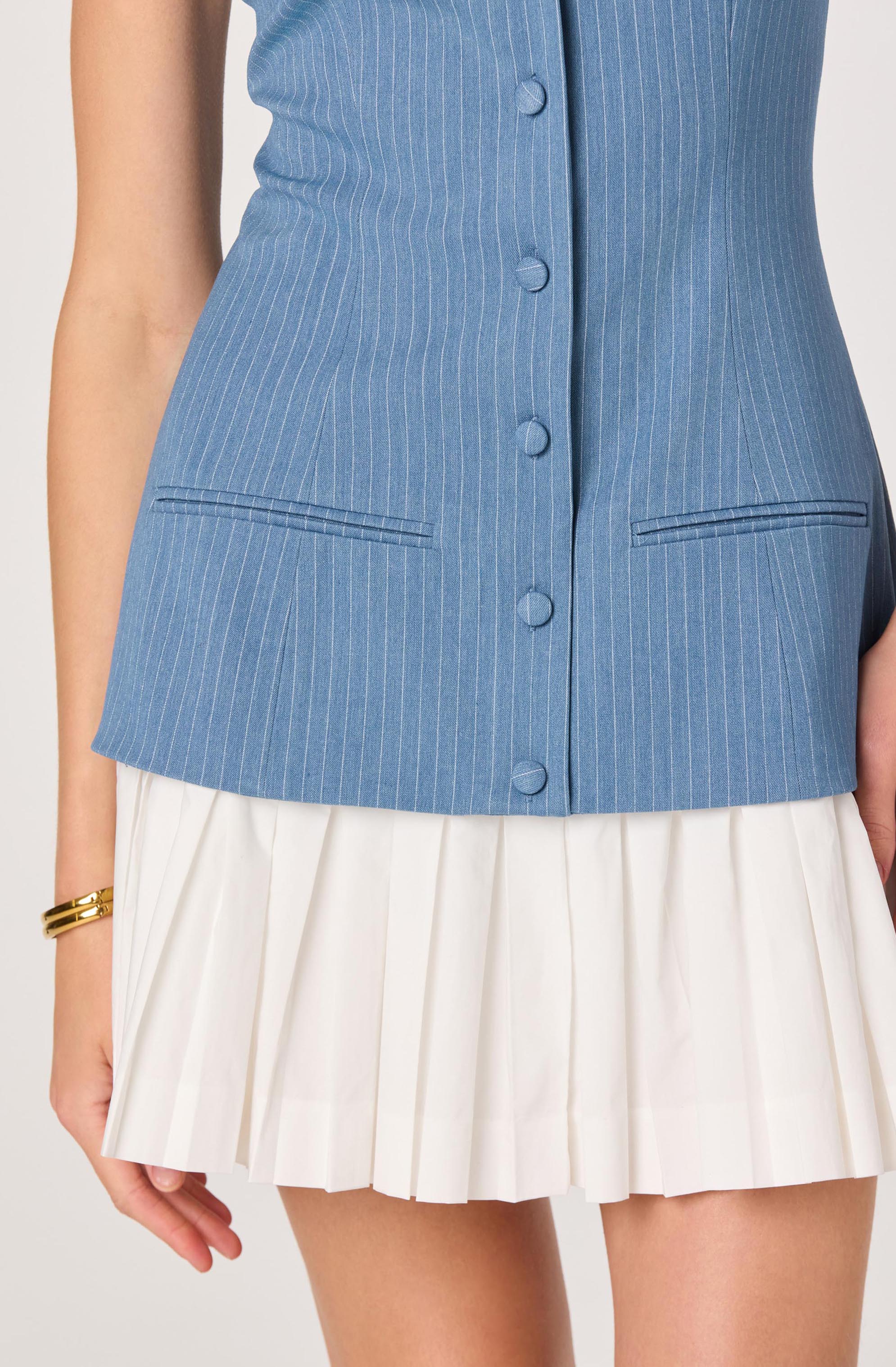 Amren Mixed Media Denim Mini Dress - Image 4