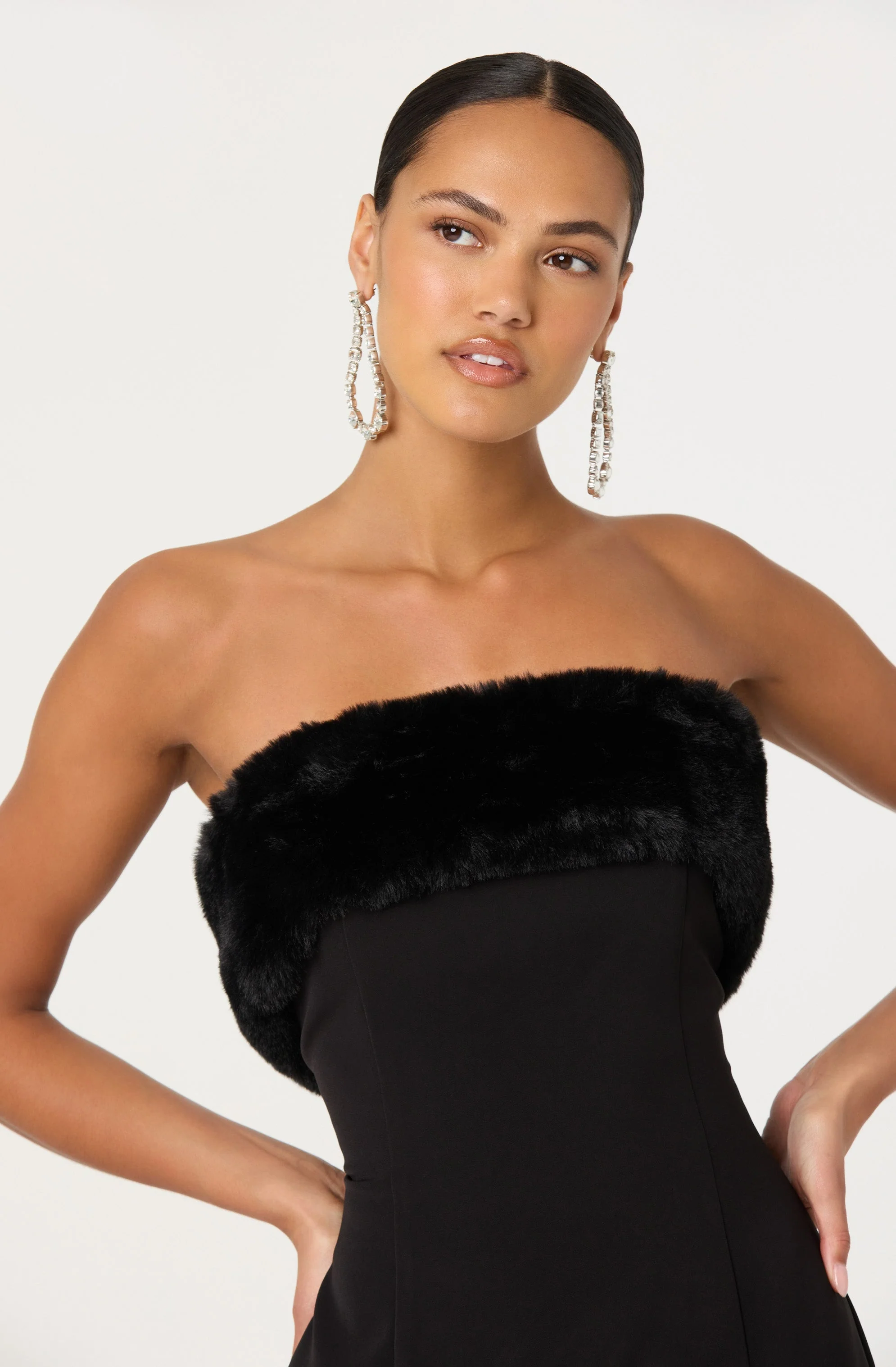 Amya Strapless Faux Fur Dress - Image 4