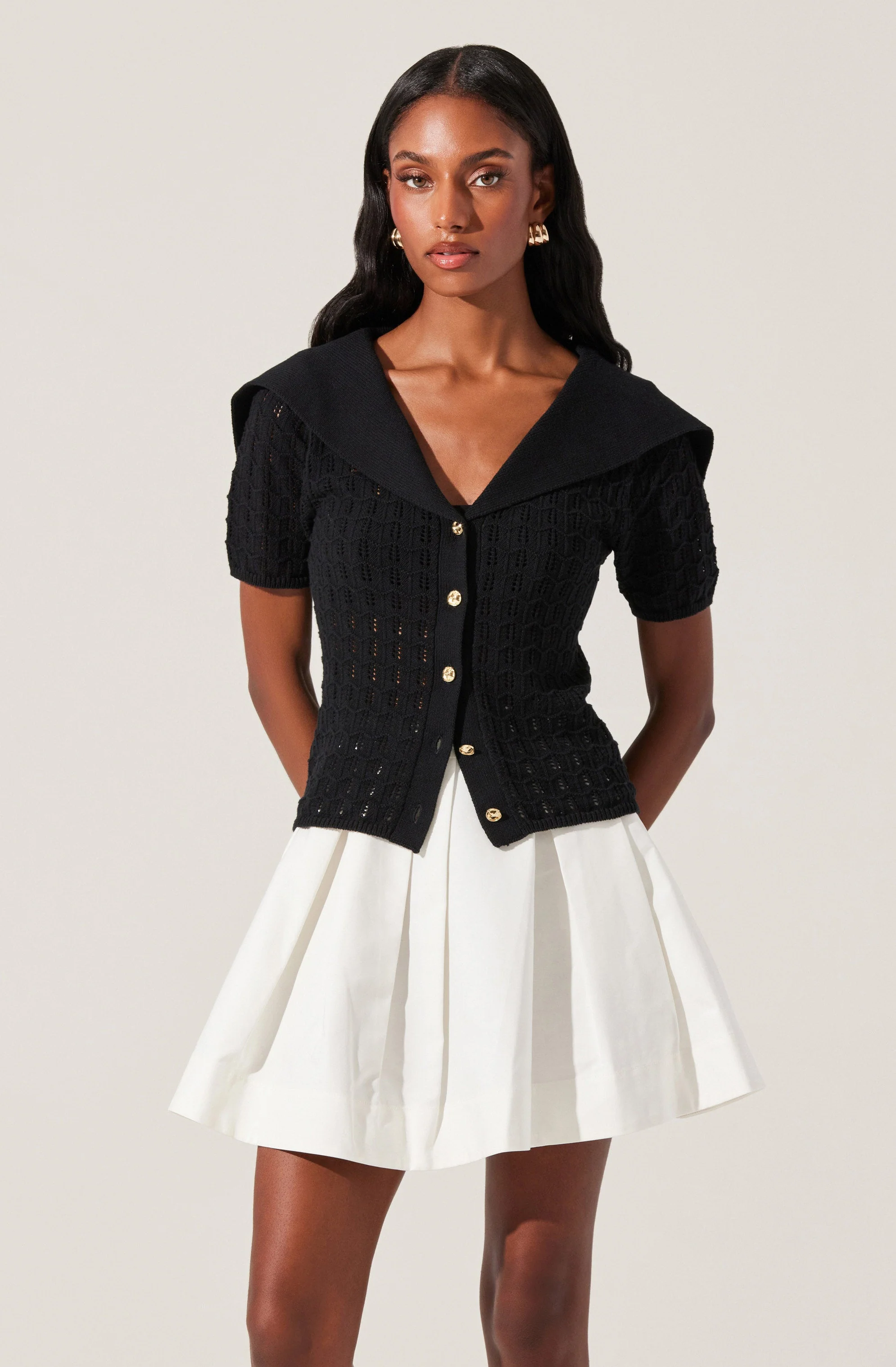 Analissa Pointelle Sailor Collar Cardigan - Image 10