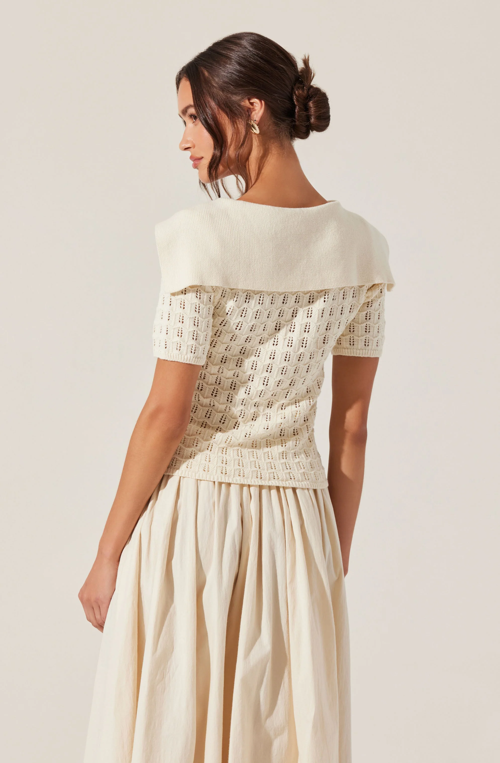 Analissa Pointelle Sailor Collar Cardigan - Image 2