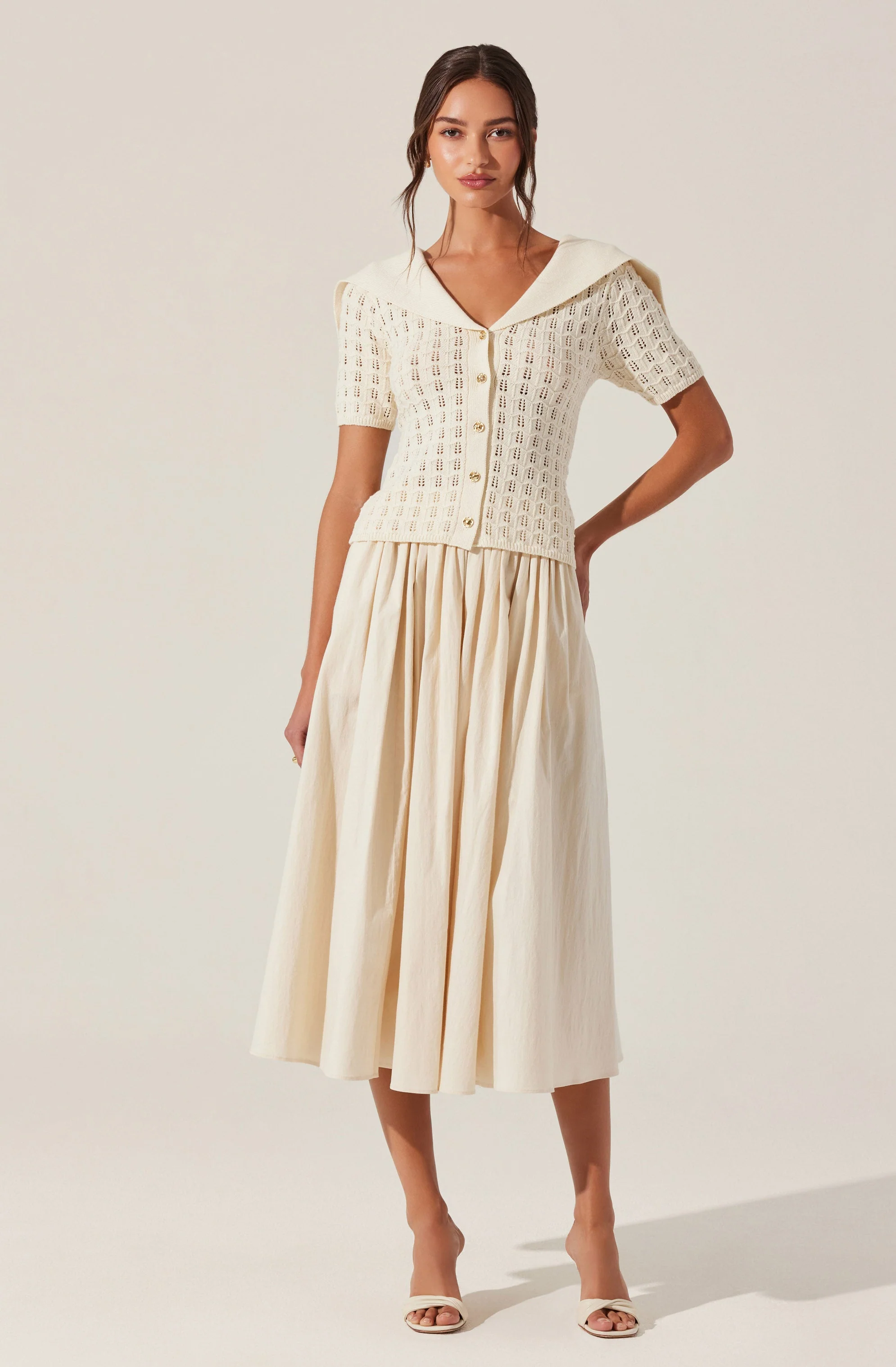 Analissa Pointelle Sailor Collar Cardigan - Image 3