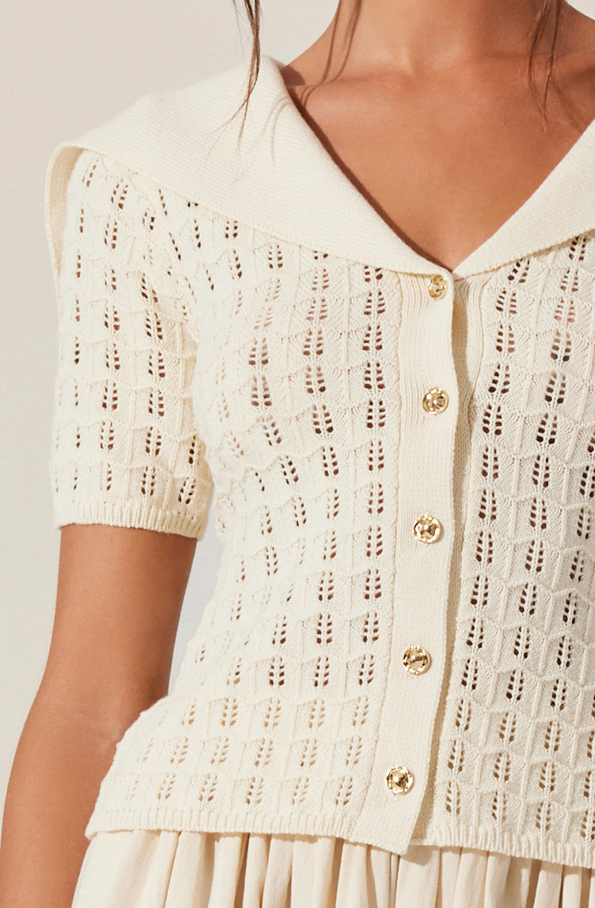 Analissa Pointelle Sailor Collar Cardigan - Image 4