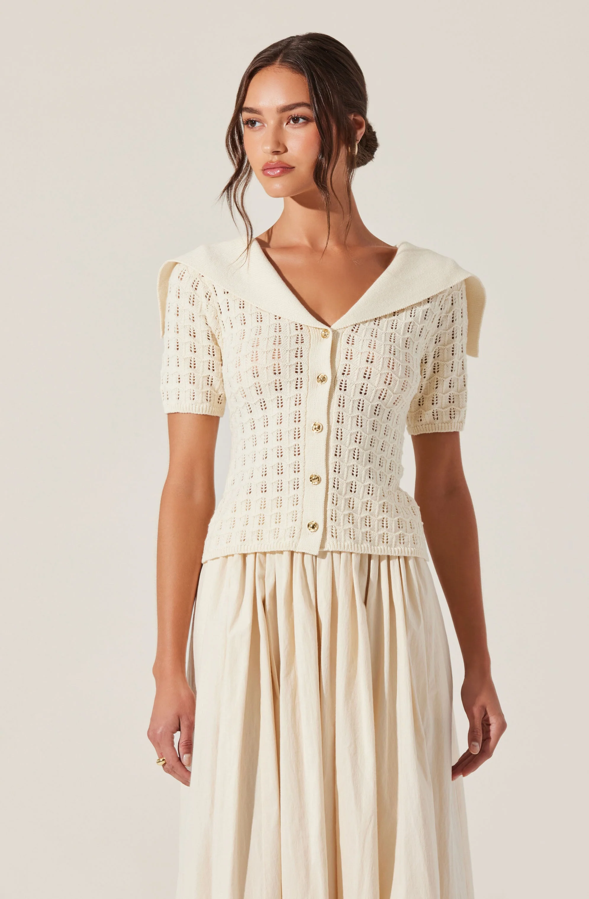 Analissa Pointelle Sailor Collar Cardigan - Image 5