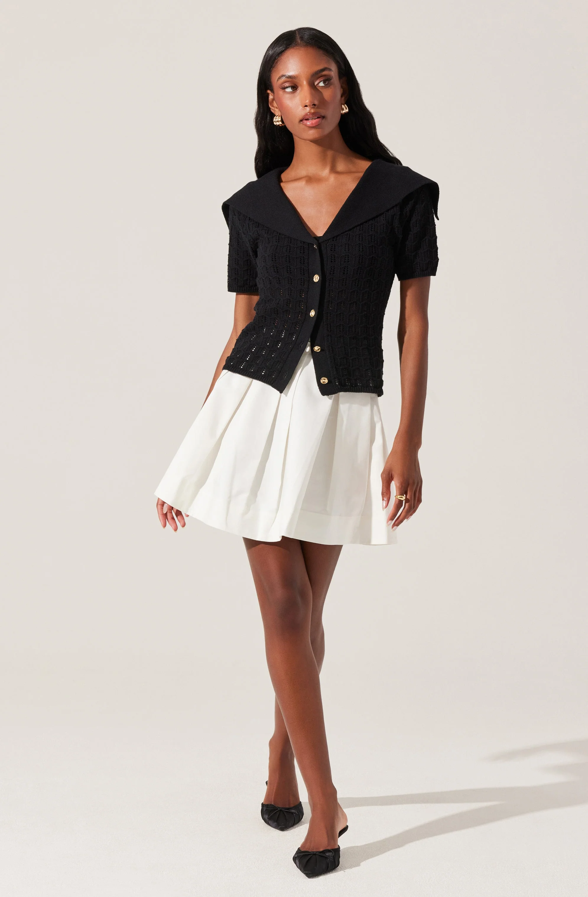 Analissa Pointelle Sailor Collar Cardigan - Image 9