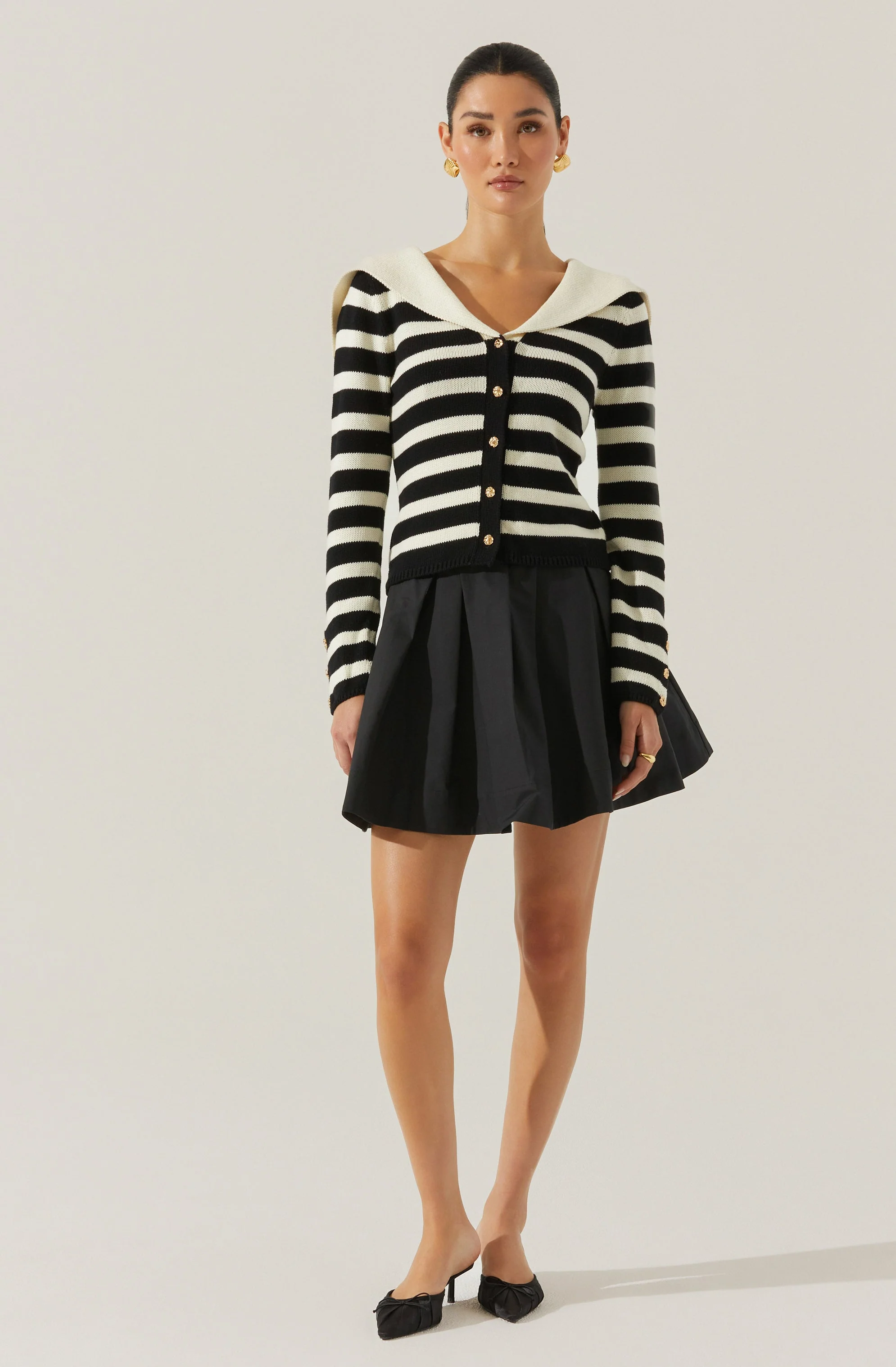 Analissa Stripe Sailor Collar Cardigan - Image 2