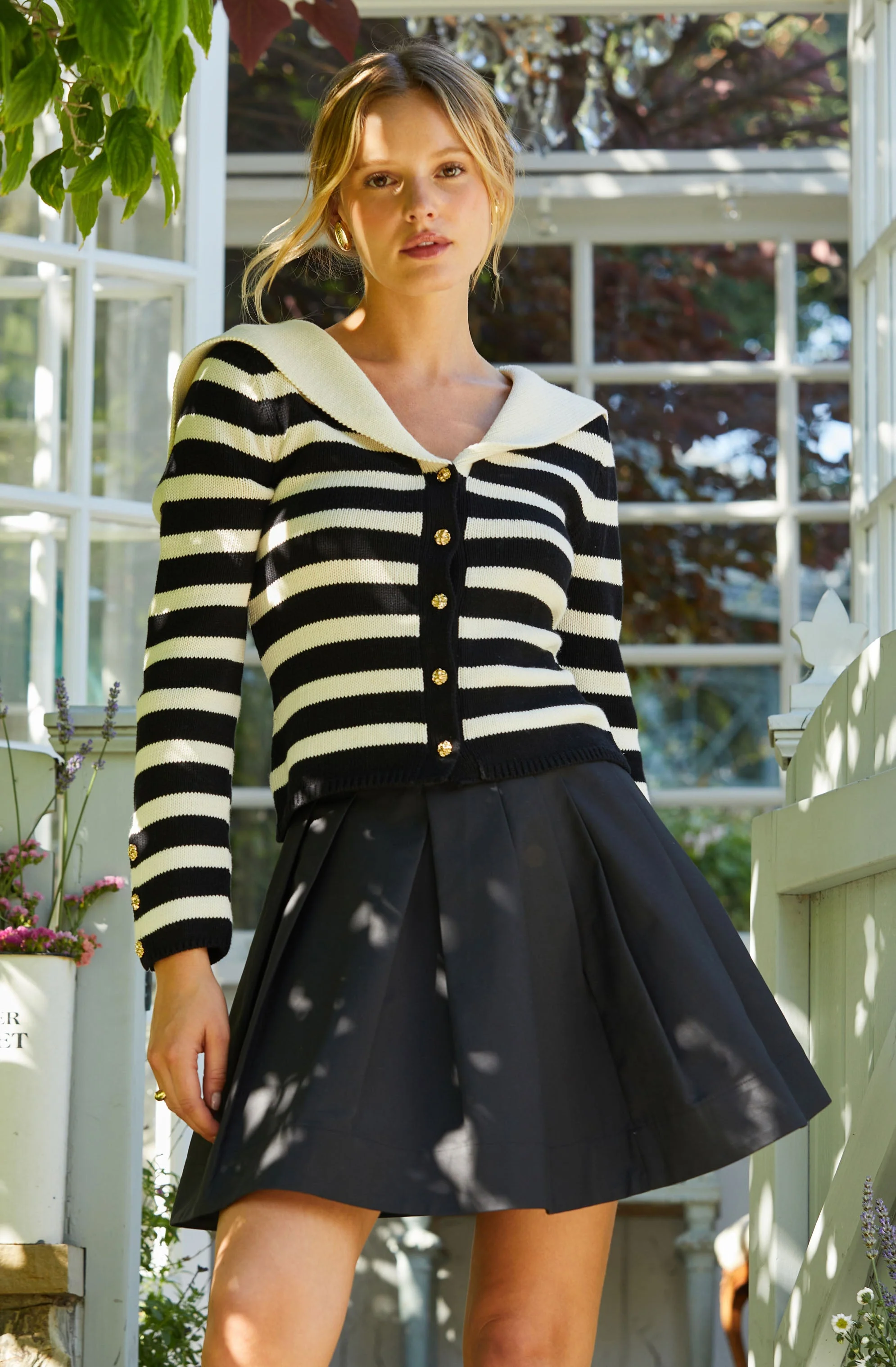 Analissa Stripe Sailor Collar Cardigan - Image 6