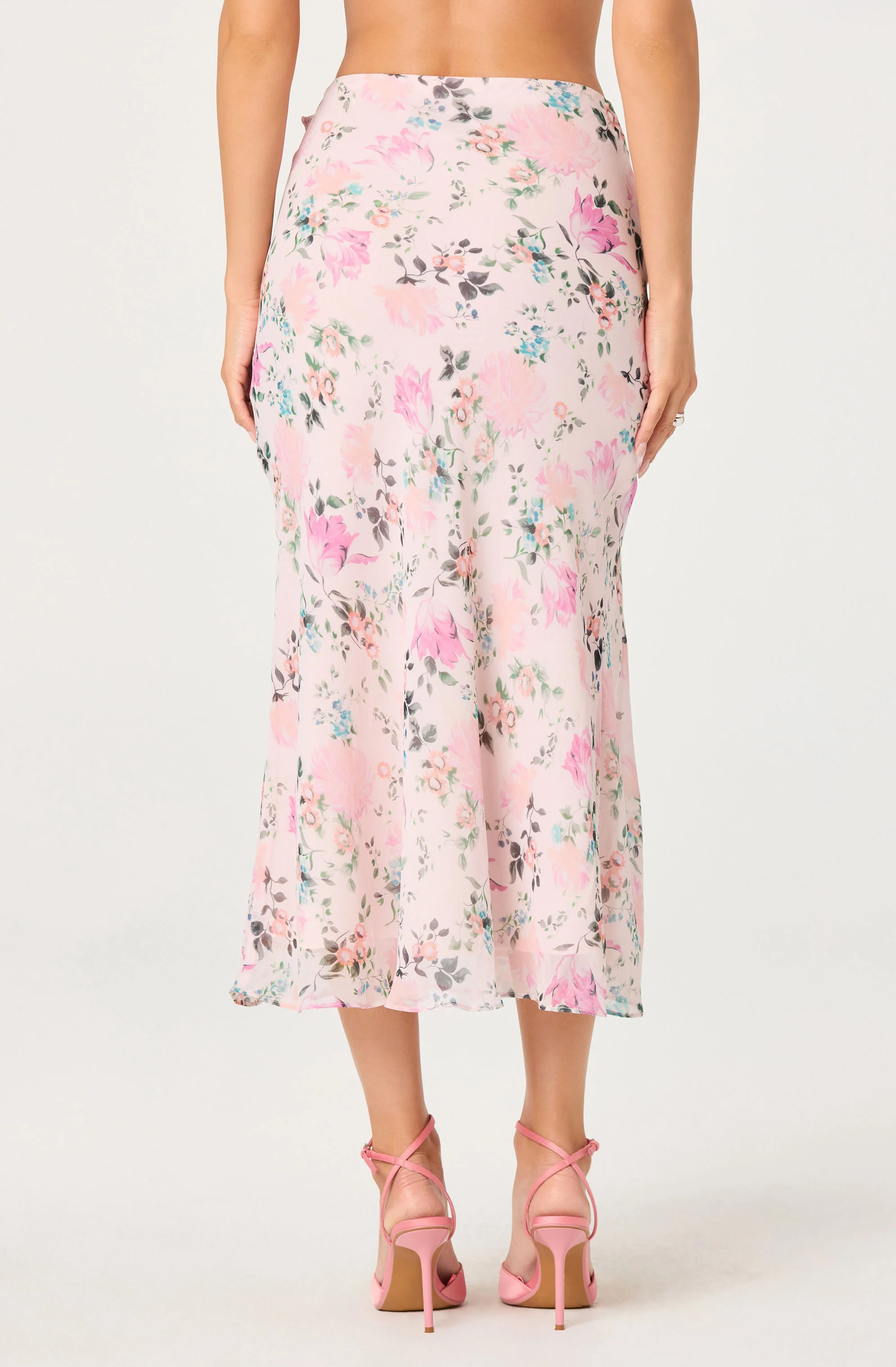 Ananda Floral Bias-Cut Ruffle Midi Skirt - Image 3