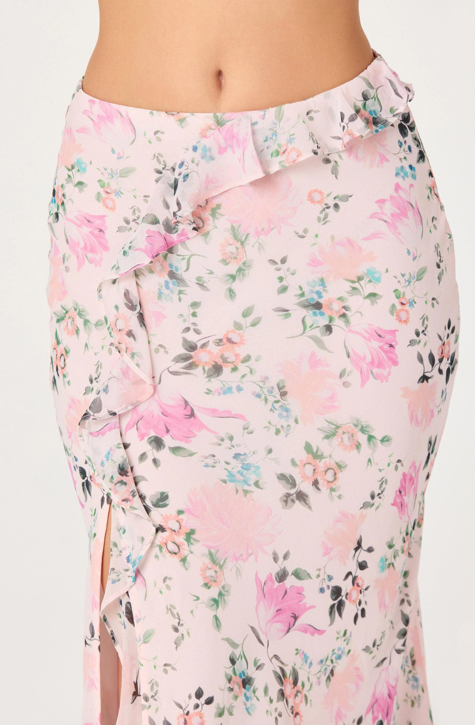 Ananda Floral Bias-Cut Ruffle Midi Skirt - Image 6