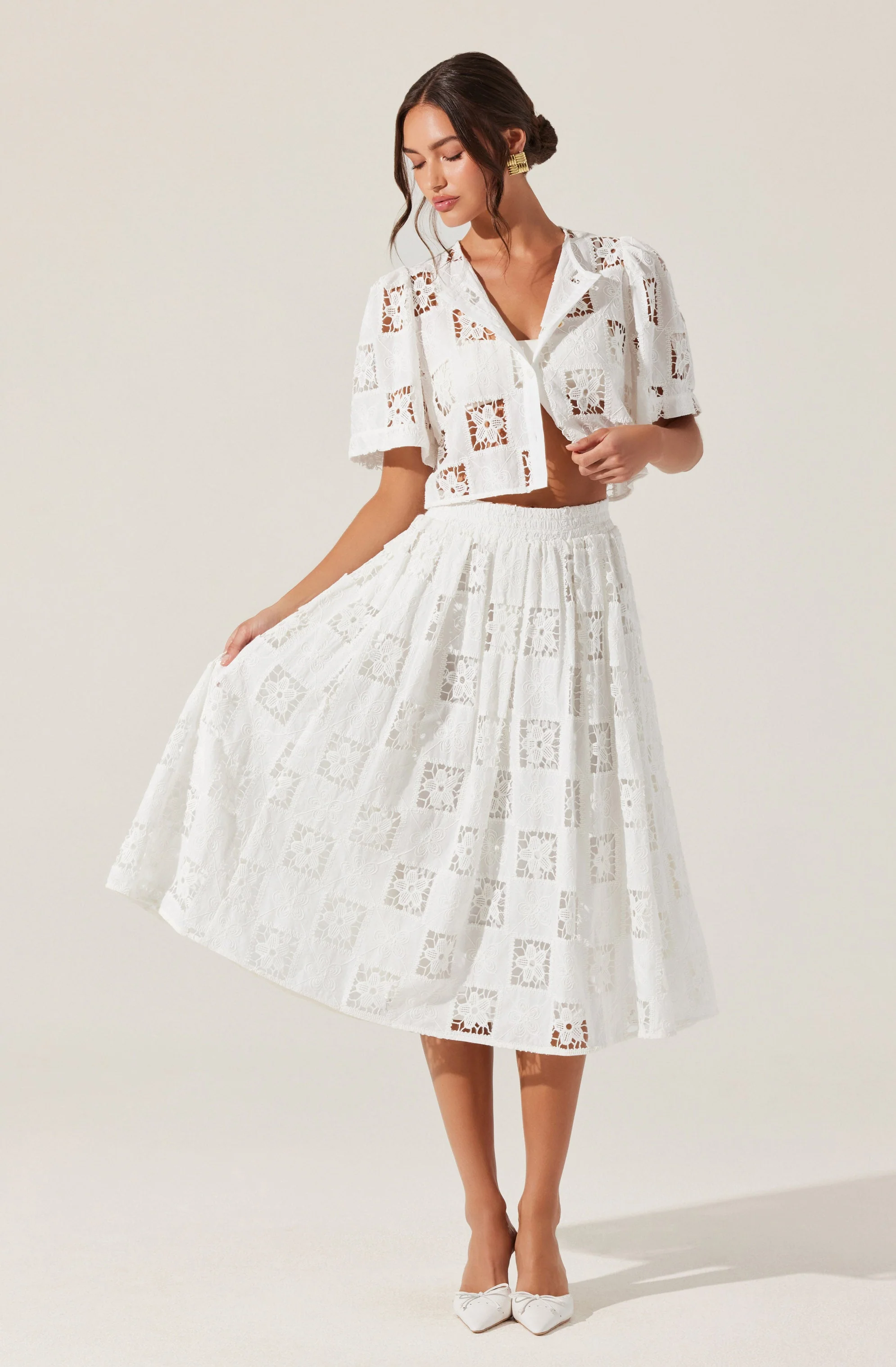 Andolina Crochet Lace Midi Skirt - Image 2