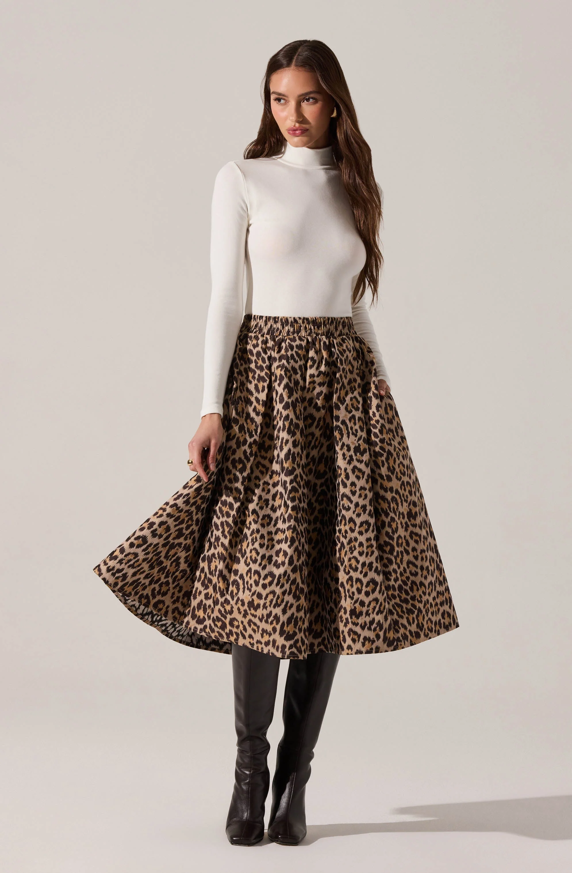 Andolina Pleated Leopard Midi Skirt - Image 3