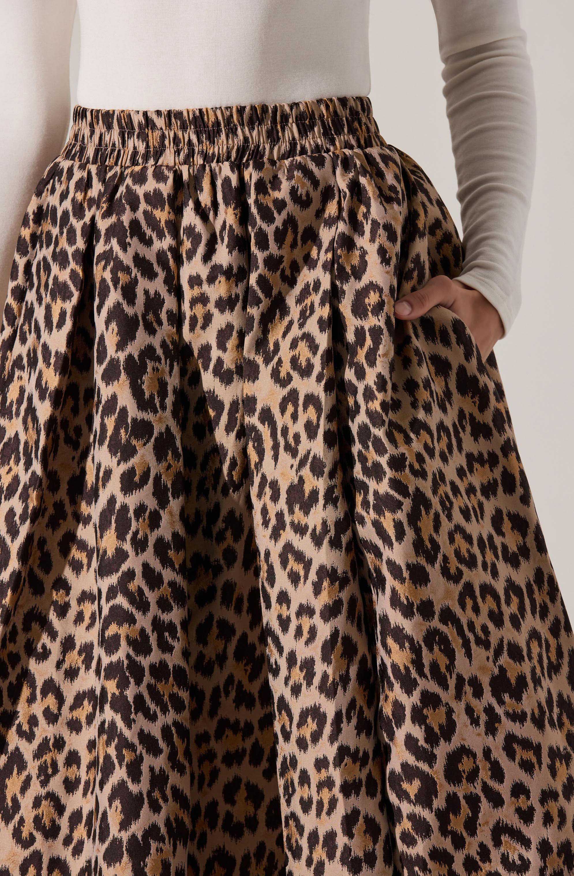 Andolina Pleated Leopard Midi Skirt - Image 5