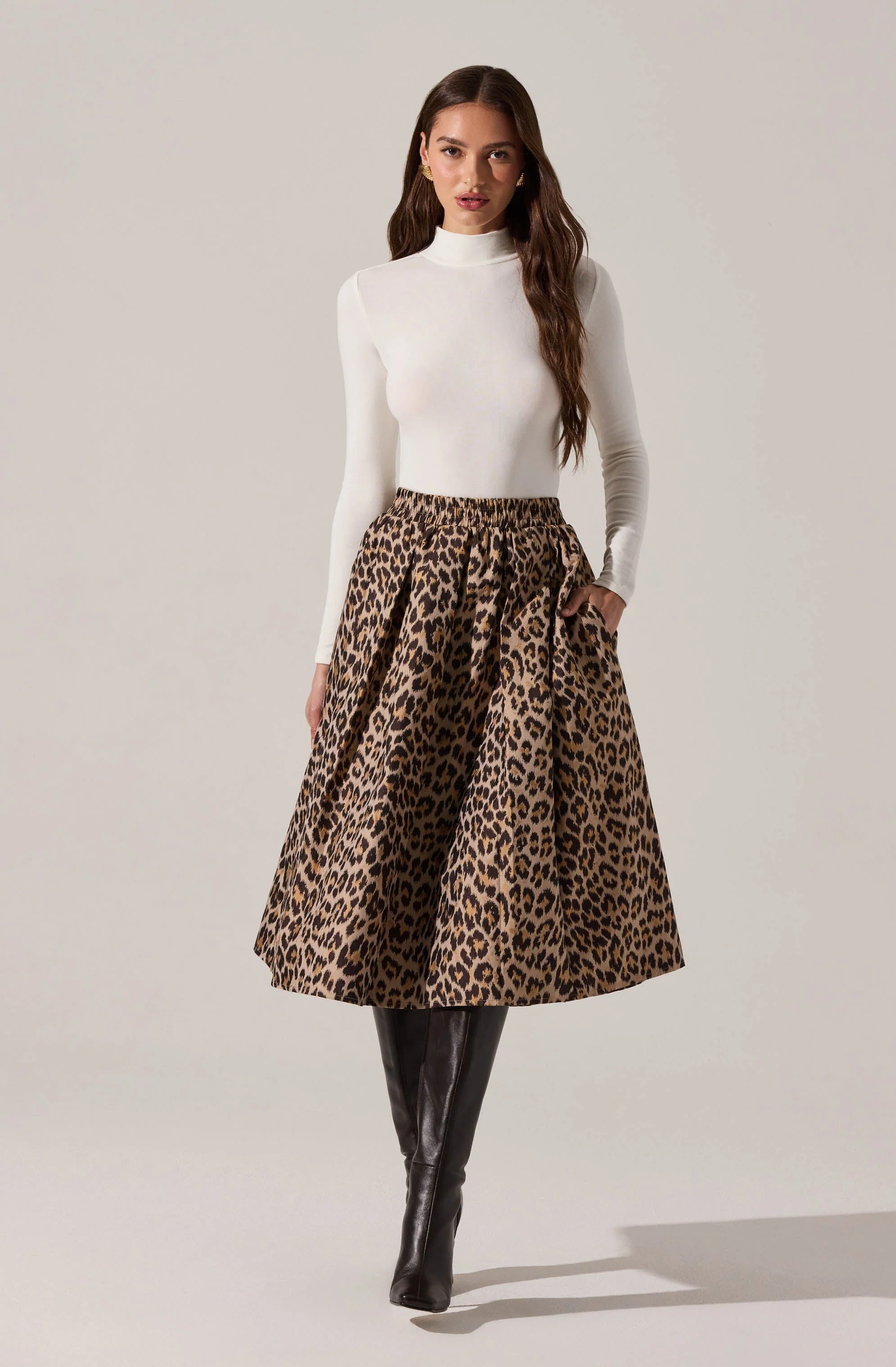 Andolina Pleated Leopard Midi Skirt - Image 6