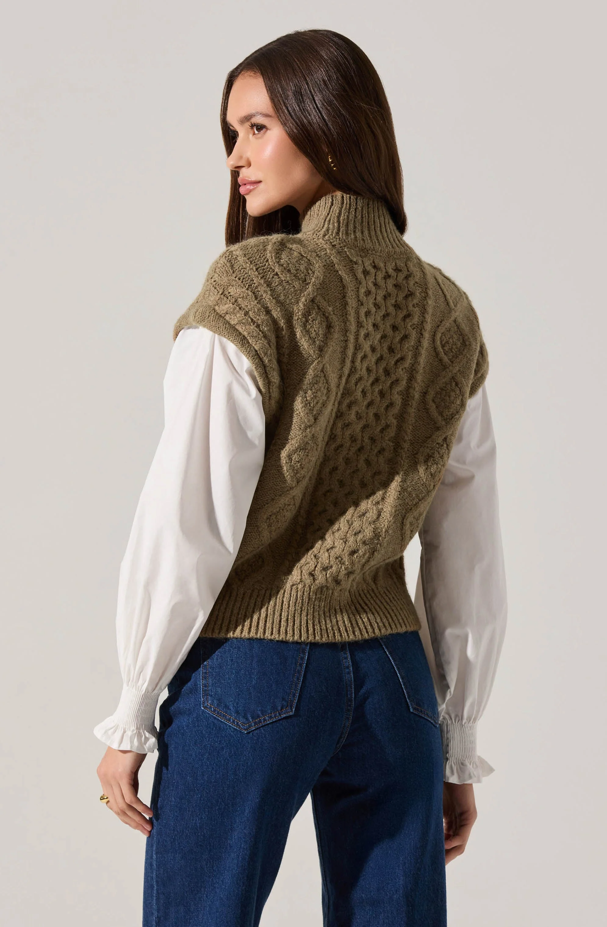 Angeline Contrast Cable Knit Sweater - Image 2