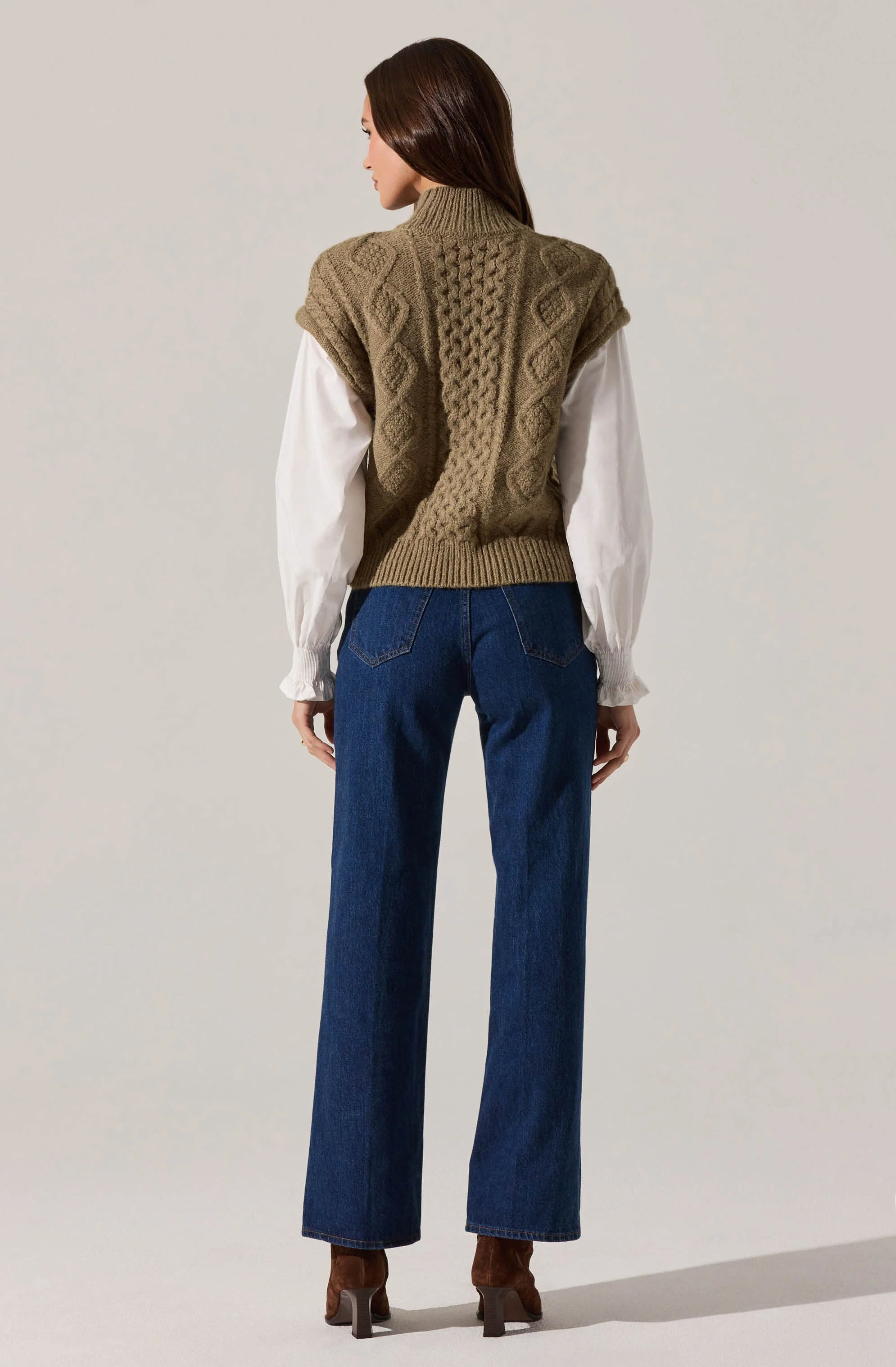 Angeline Contrast Cable Knit Sweater - Image 4