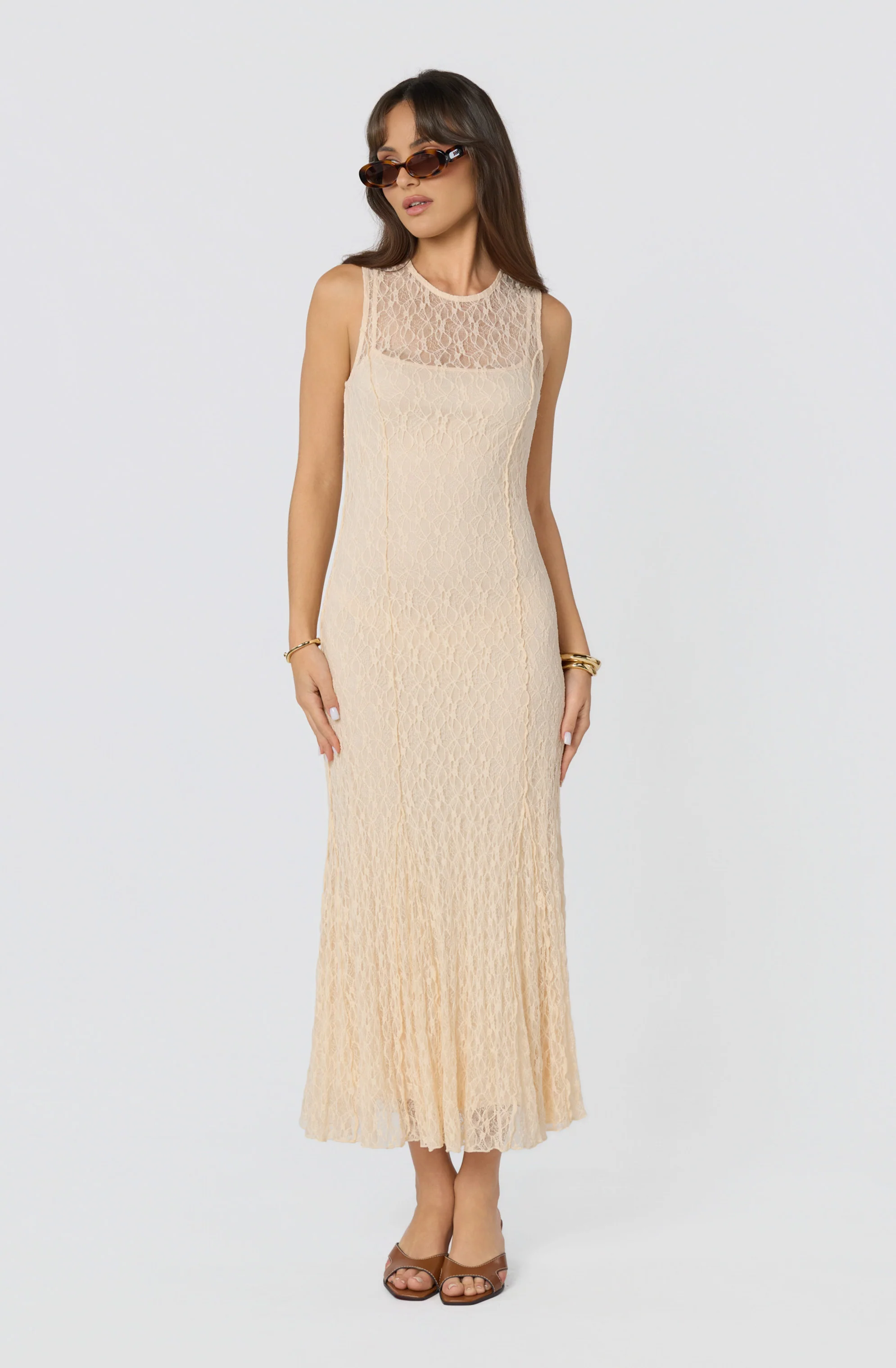 Annabella Semi-Sheer Lace Maxi Dress - Image 8