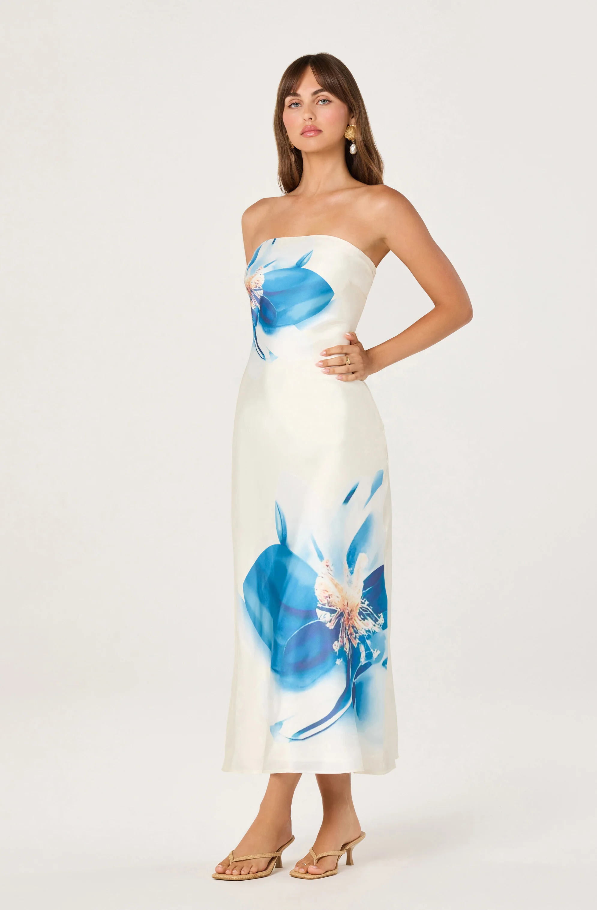 Annabeth Floral Satin Strapless Maxi Dress - Image 2