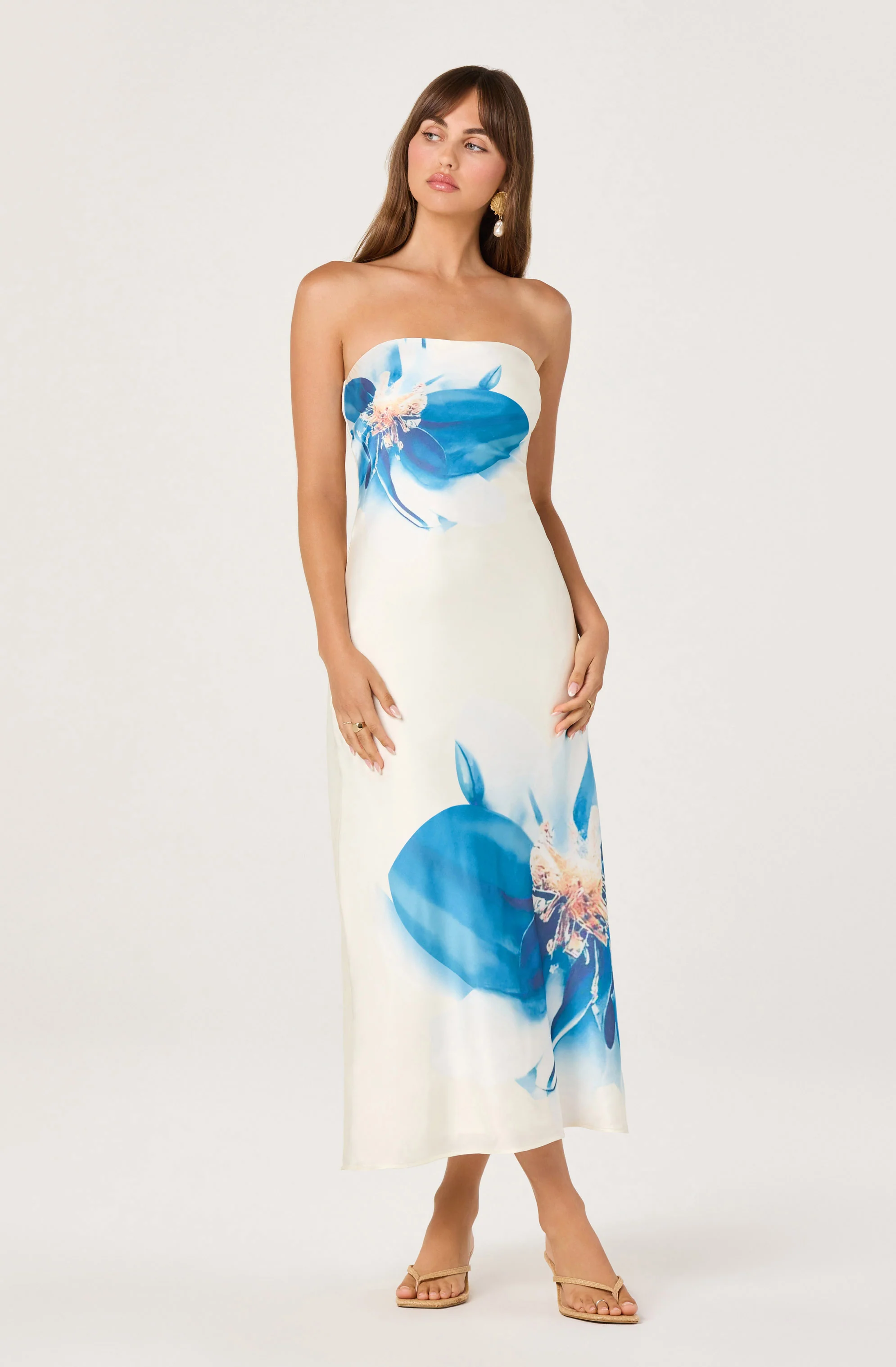 Annabeth Floral Satin Strapless Maxi Dress - Image 4
