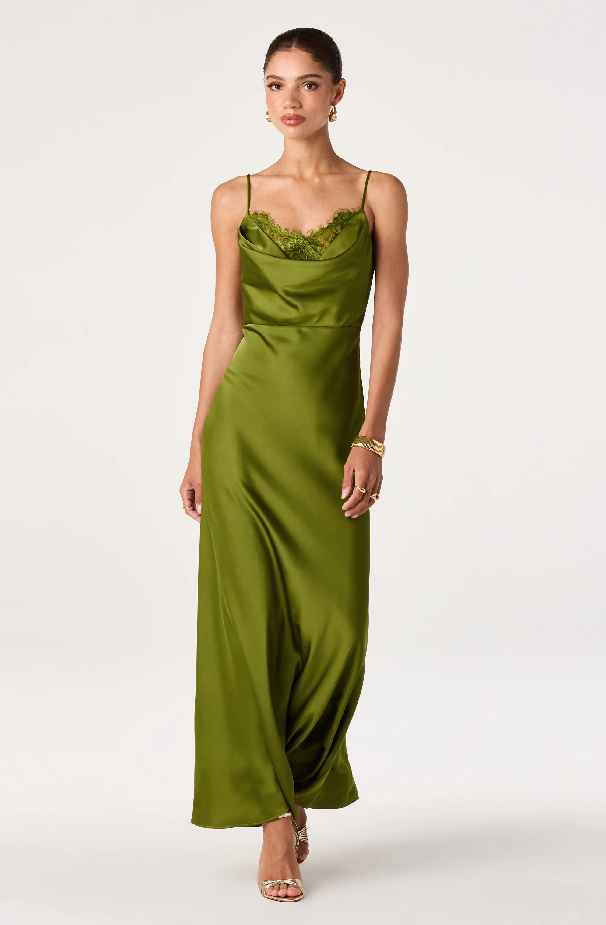 Annette Cowl Neck Satin Maxi Dress