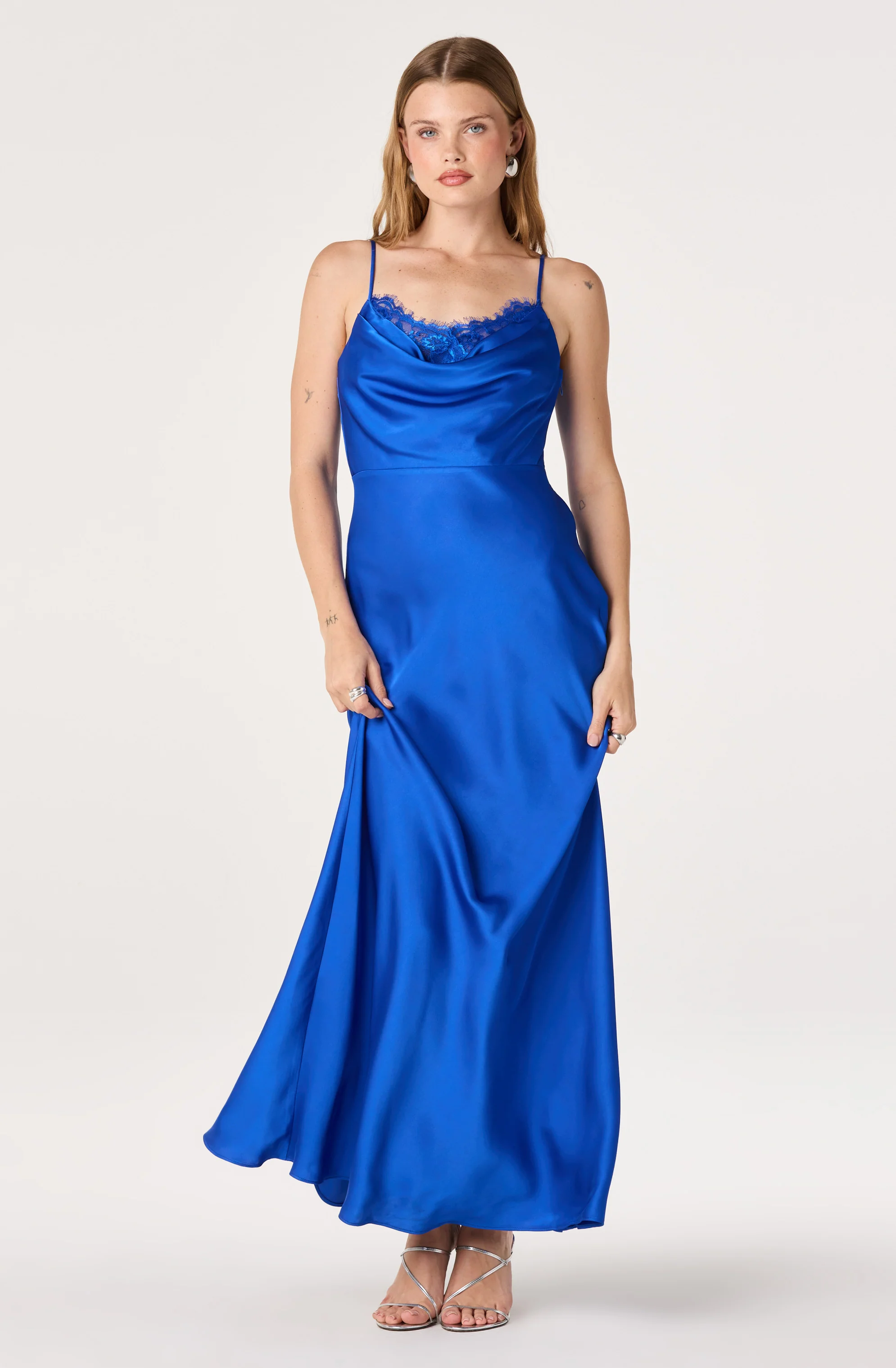 Annette Cowl Neck Satin Maxi Dress - Image 11