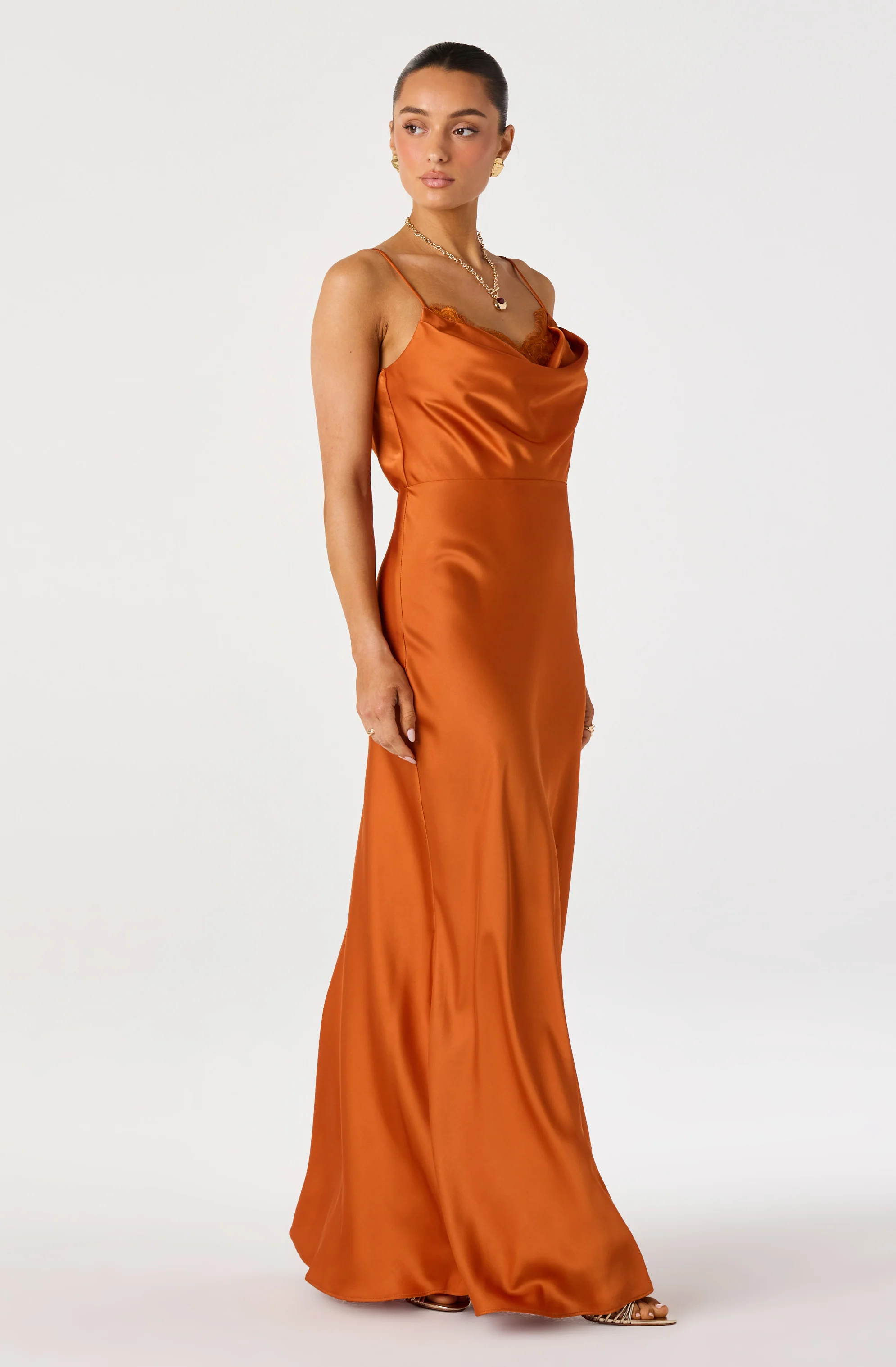 Annette Cowl Neck Satin Maxi Dress - Image 14