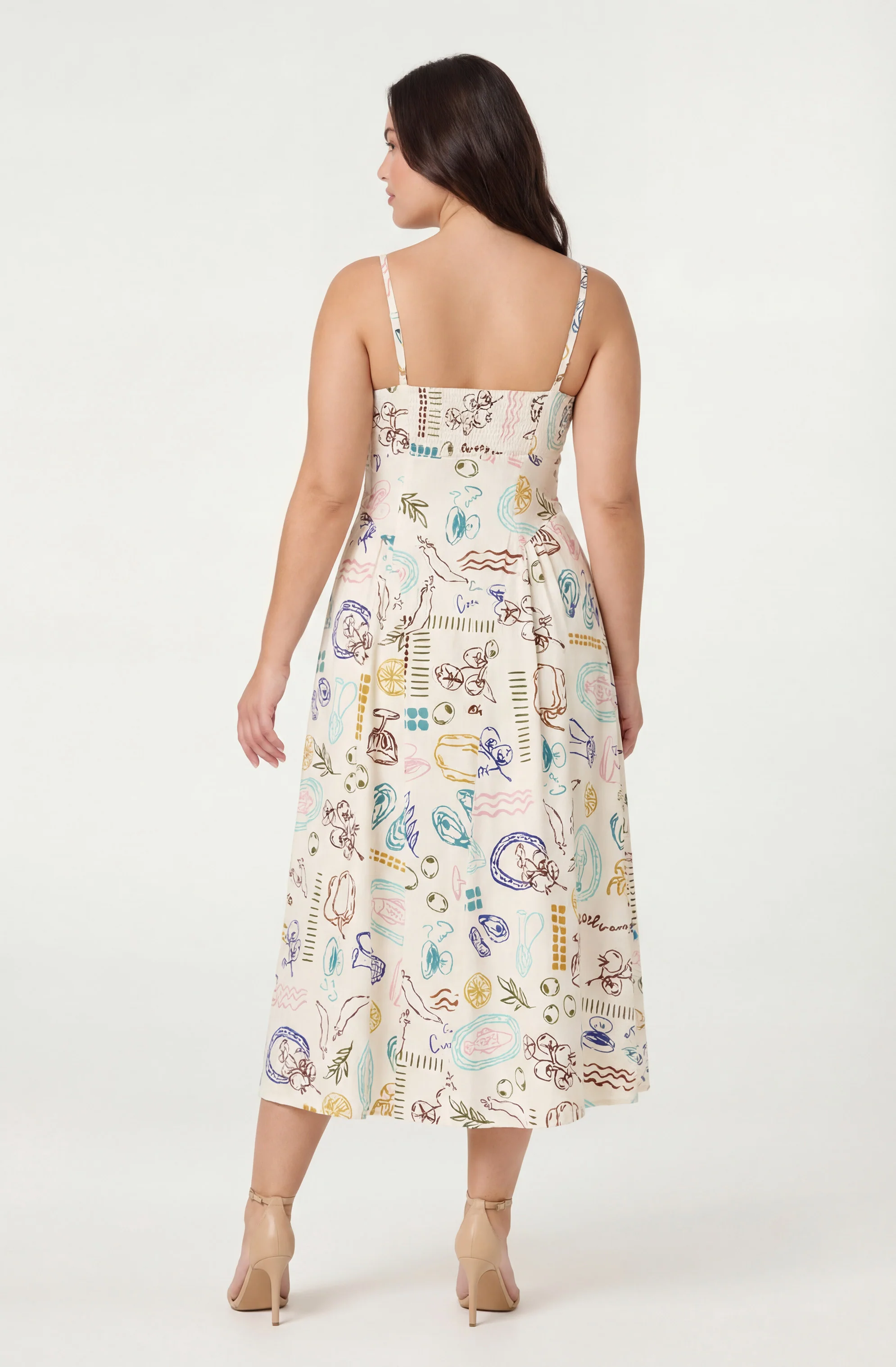 Ansley Novelty Print Linen Midi Dress - Image 10