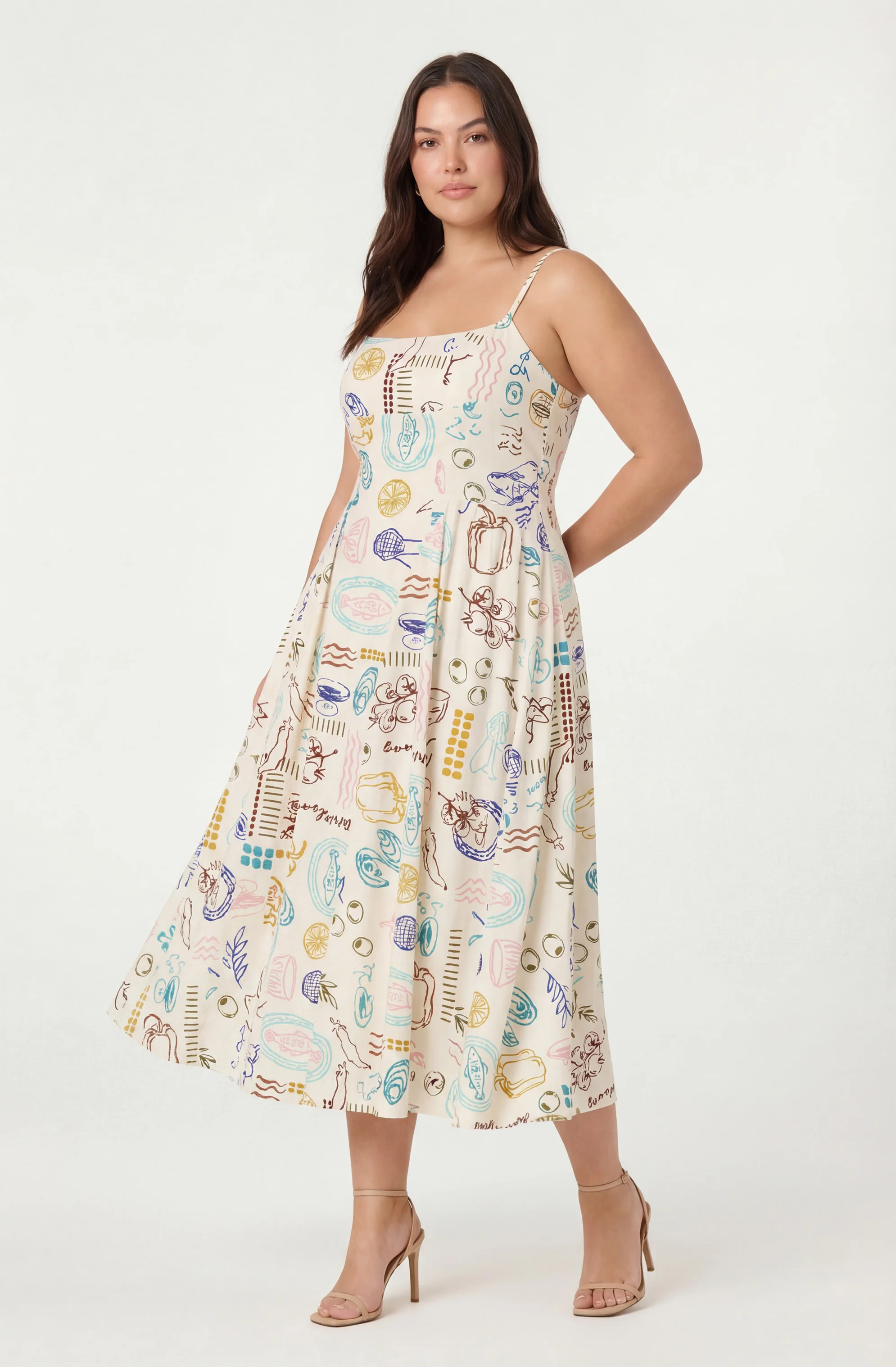 Ansley Novelty Print Linen Midi Dress - Image 12