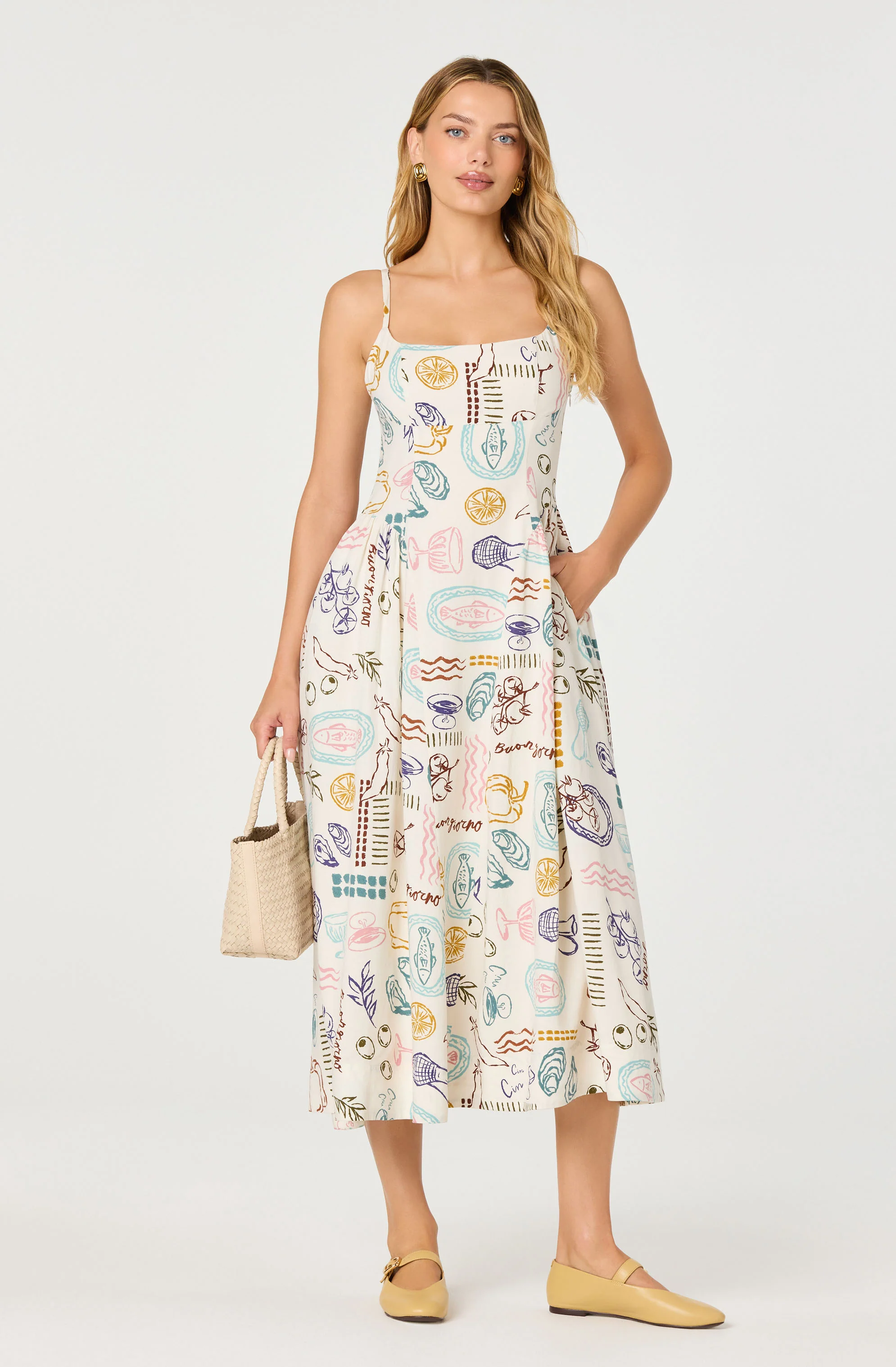 Ansley Novelty Print Linen Midi Dress - Image 6