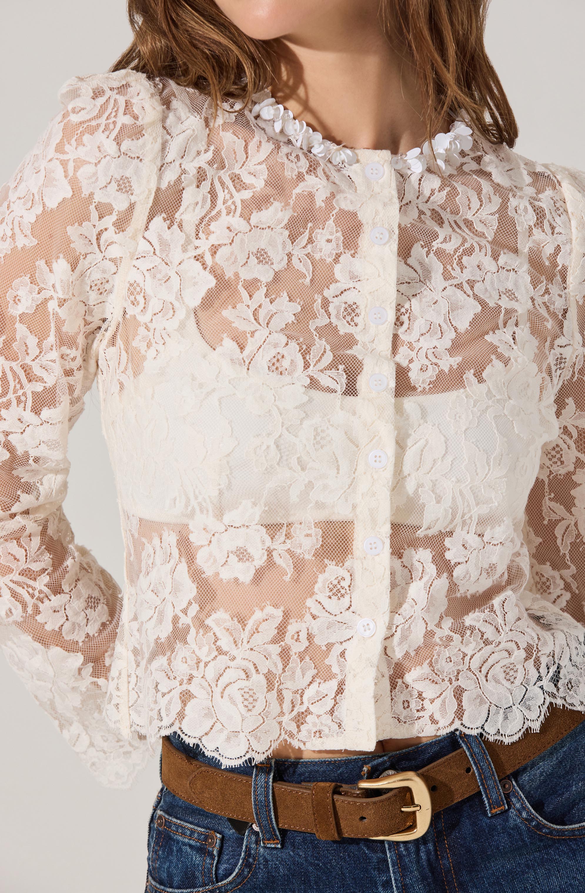 Antoinette Embellished Floral Lace Top - Image 5