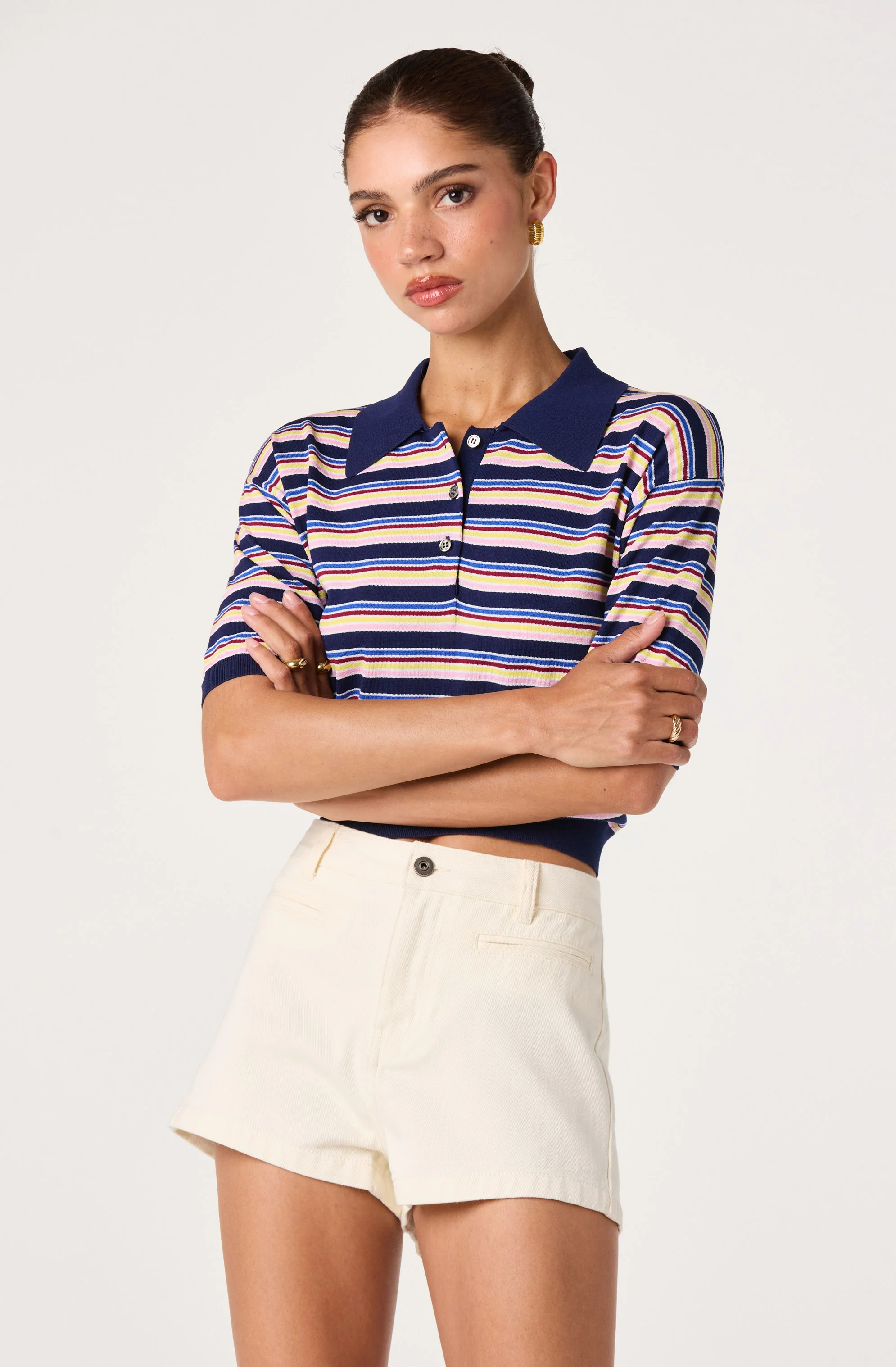 Arden Denim High-Rise Mini Shorts - Image 5