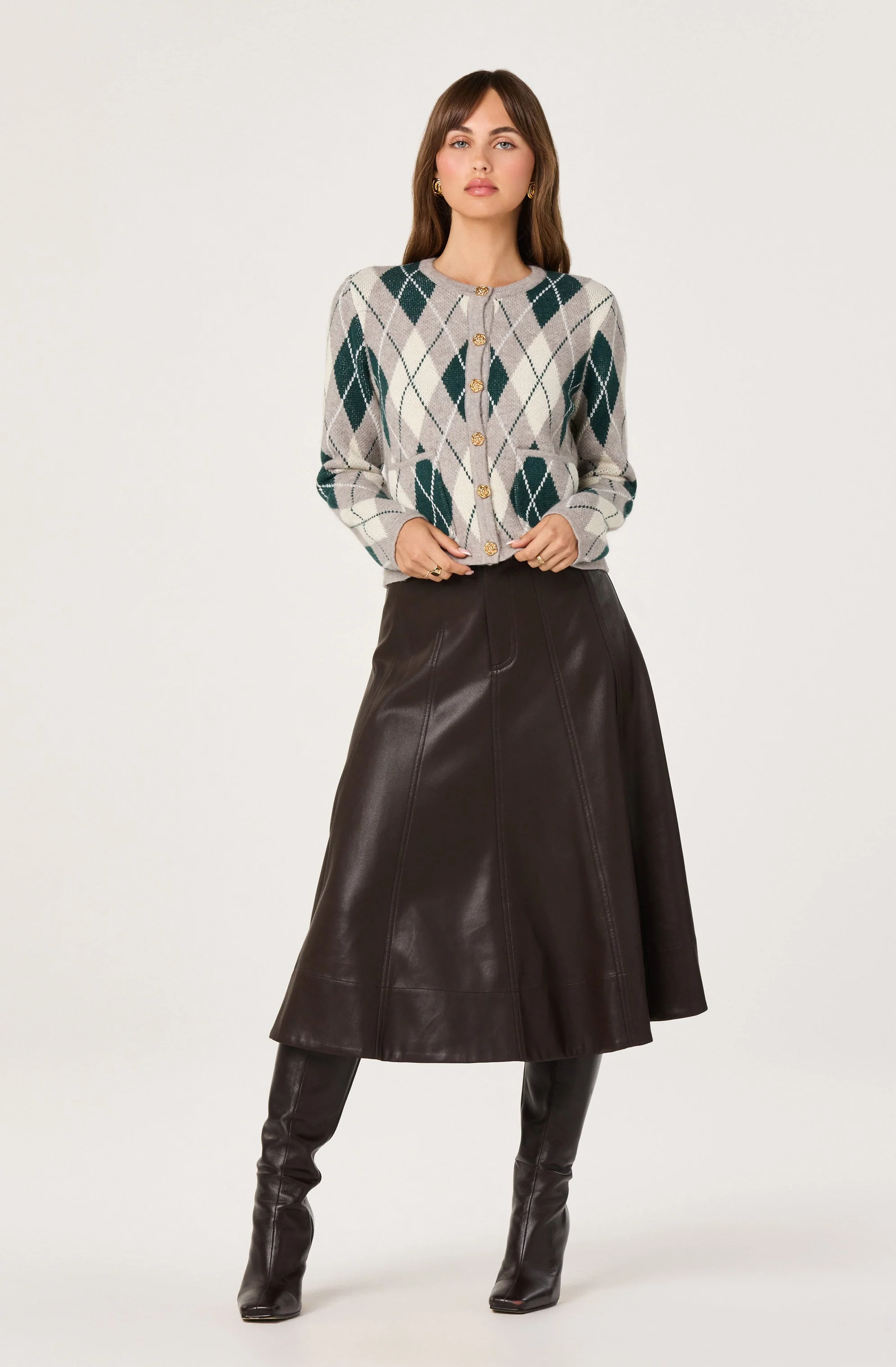 Argyle Long Sleeve Cardigan - Image 2
