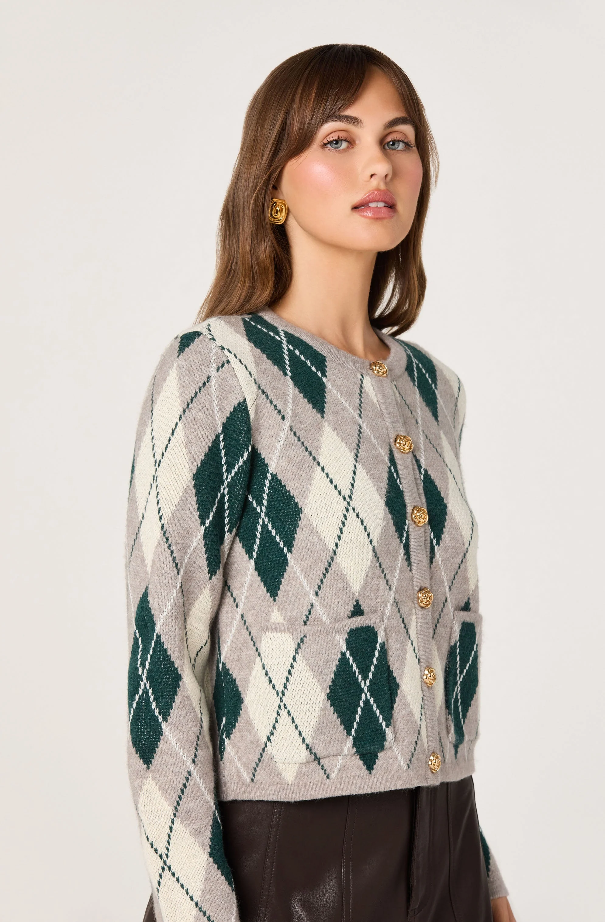 Argyle Long Sleeve Cardigan - Image 3