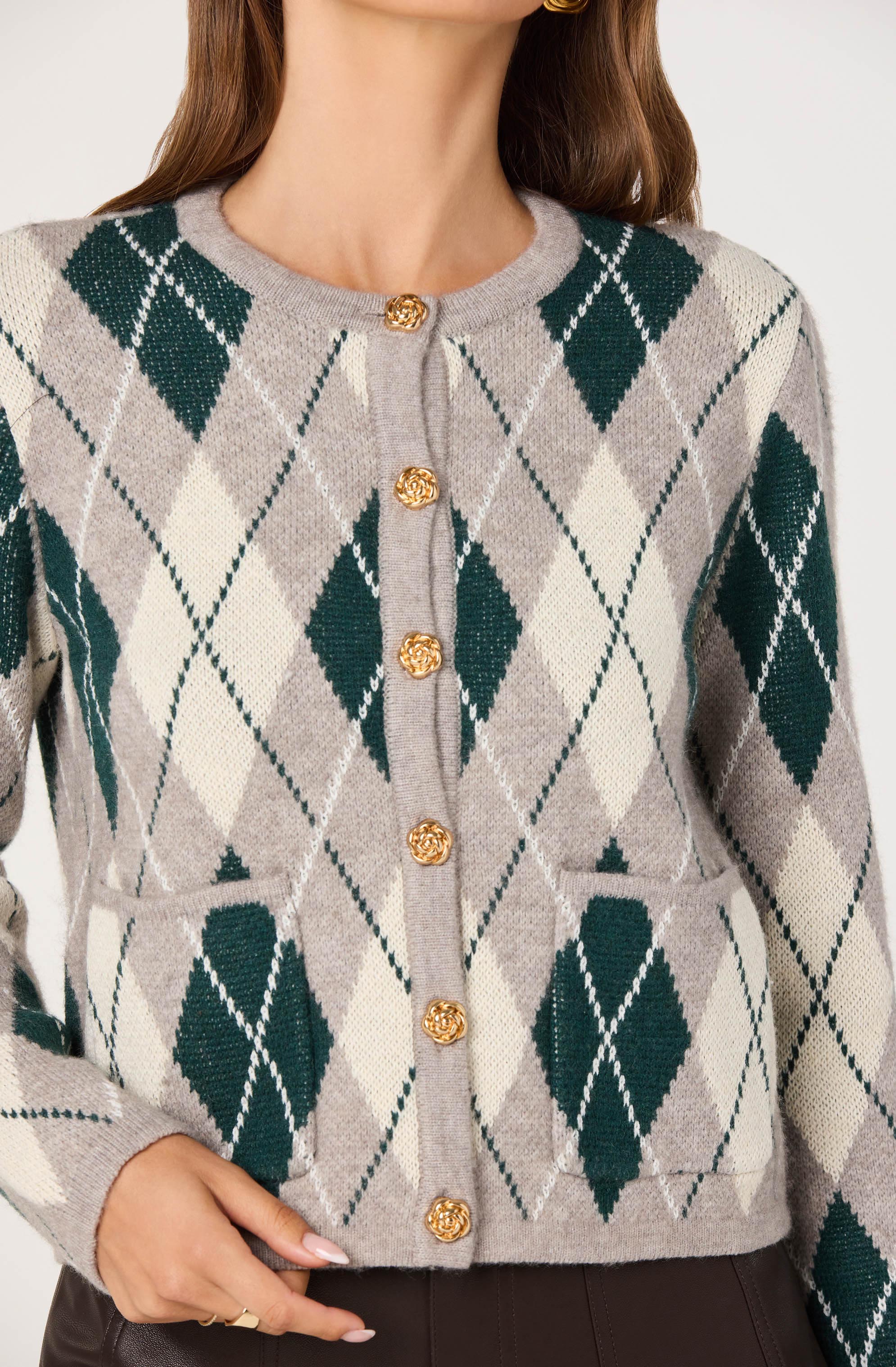 Argyle Long Sleeve Cardigan - Image 5