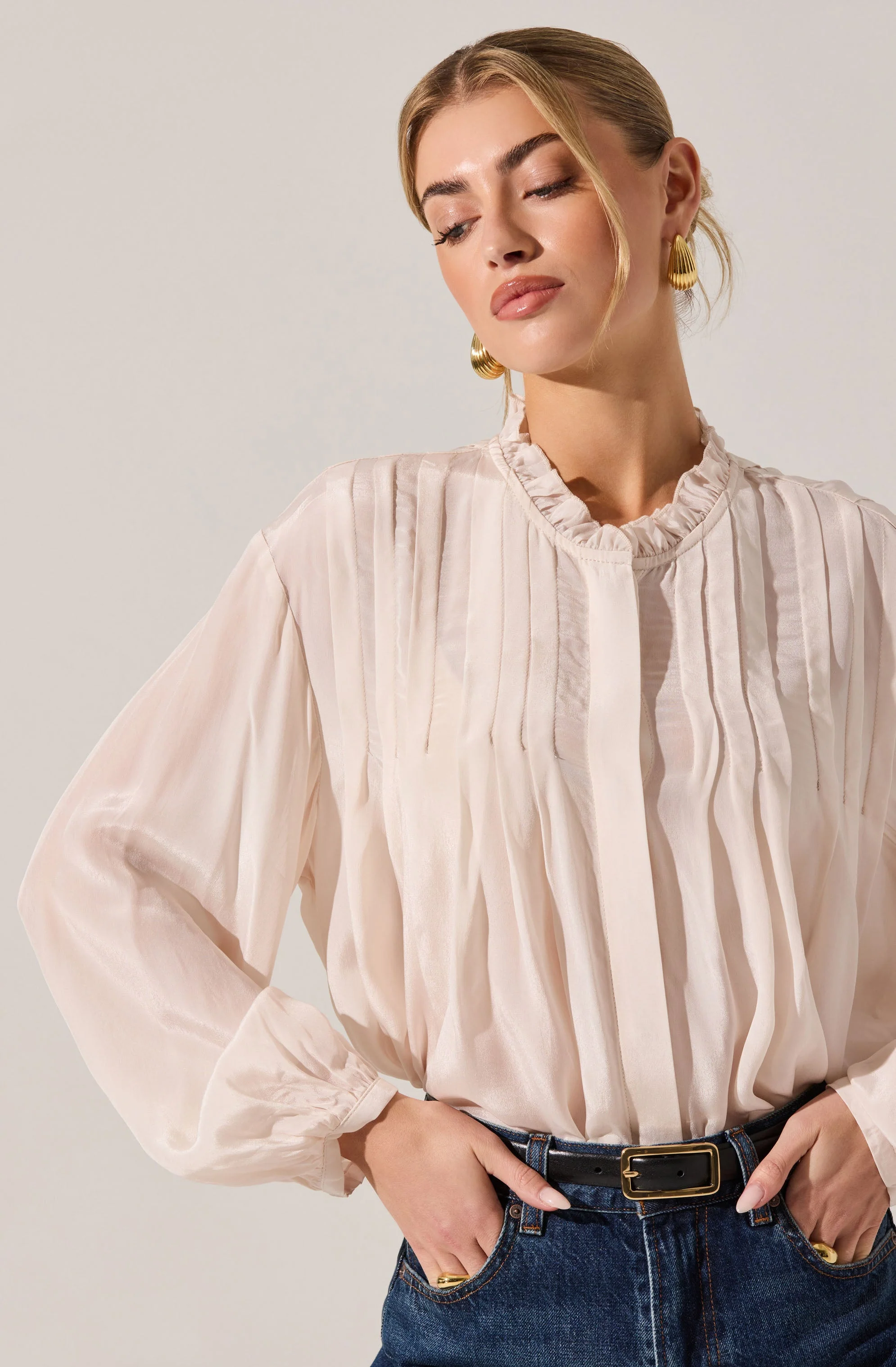 Ashton Pleated Ruffle Trim Top - Image 11