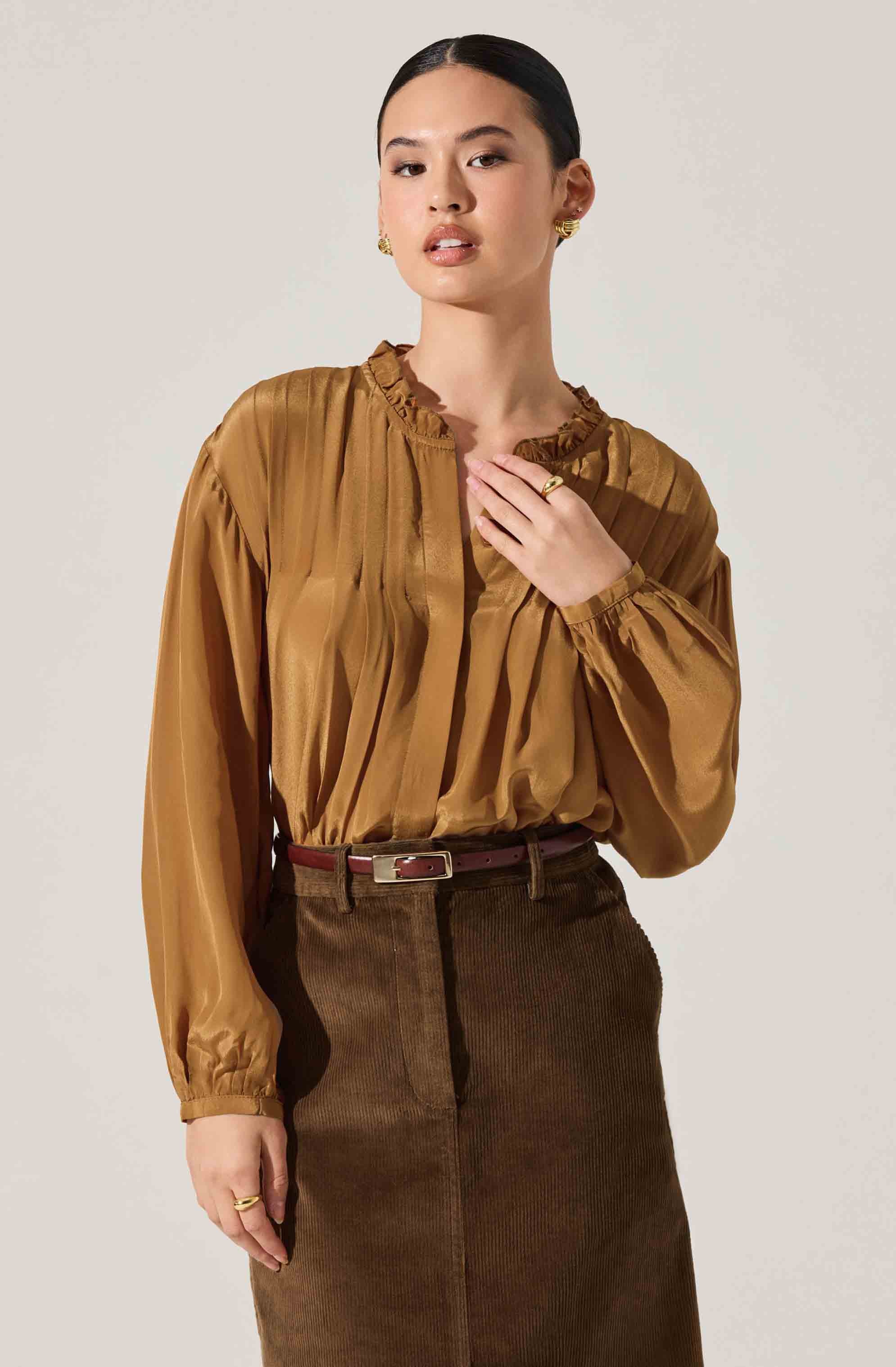 Ashton Pleated Ruffle Trim Top - Image 5