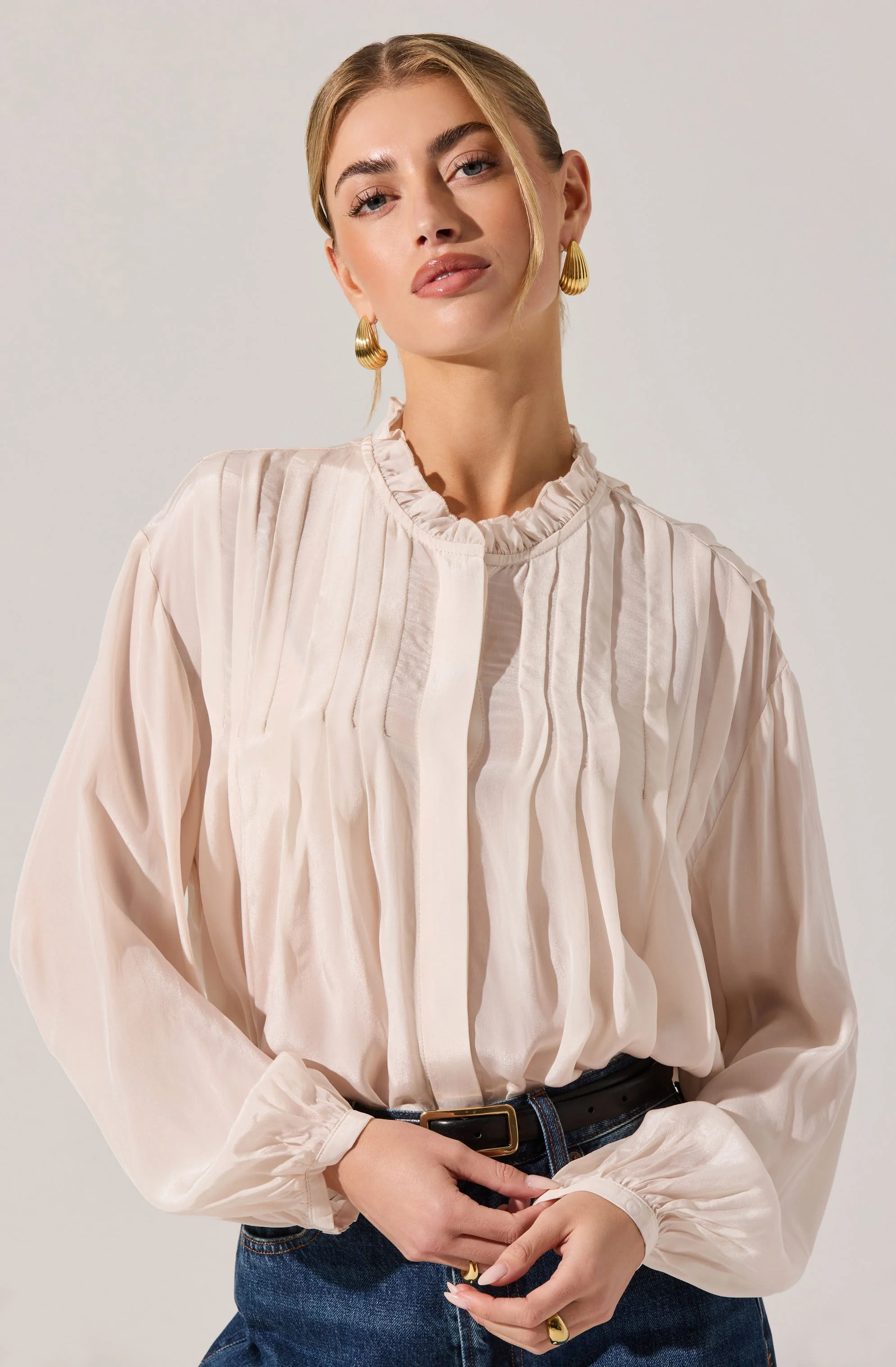 Ashton Pleated Ruffle Trim Top - Image 7
