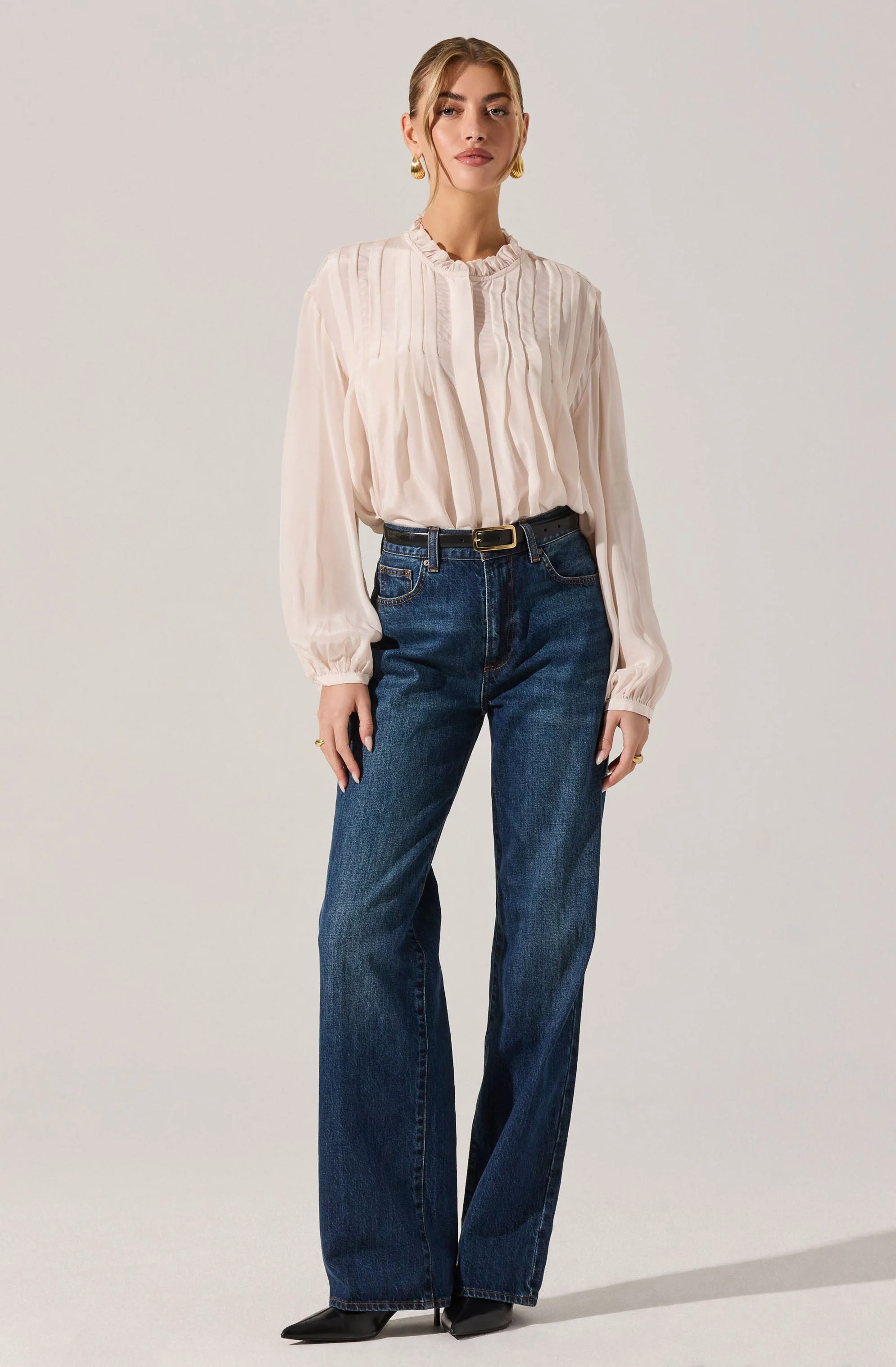 Ashton Pleated Ruffle Trim Top - Image 9