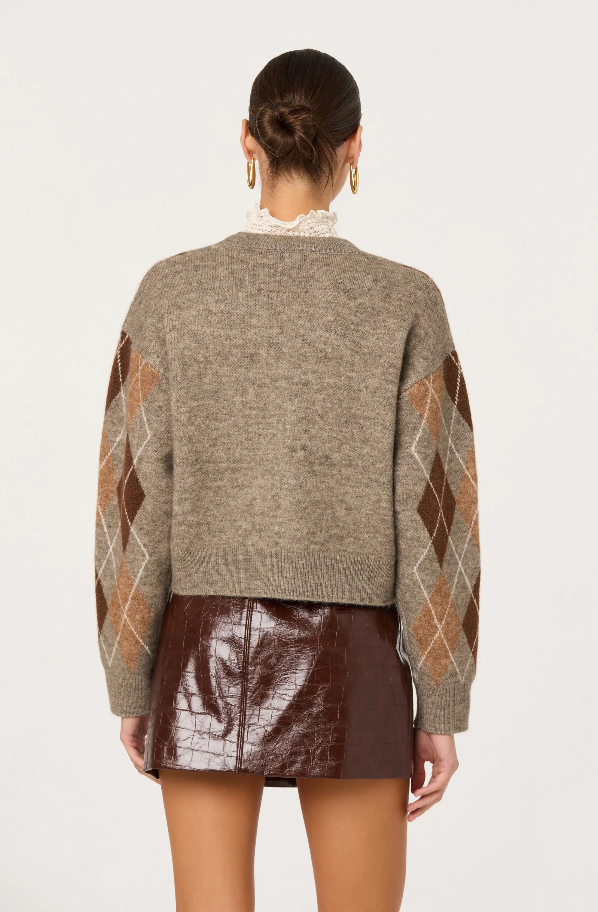 Ashtyn V-neck Argyle Cardigan - Image 3