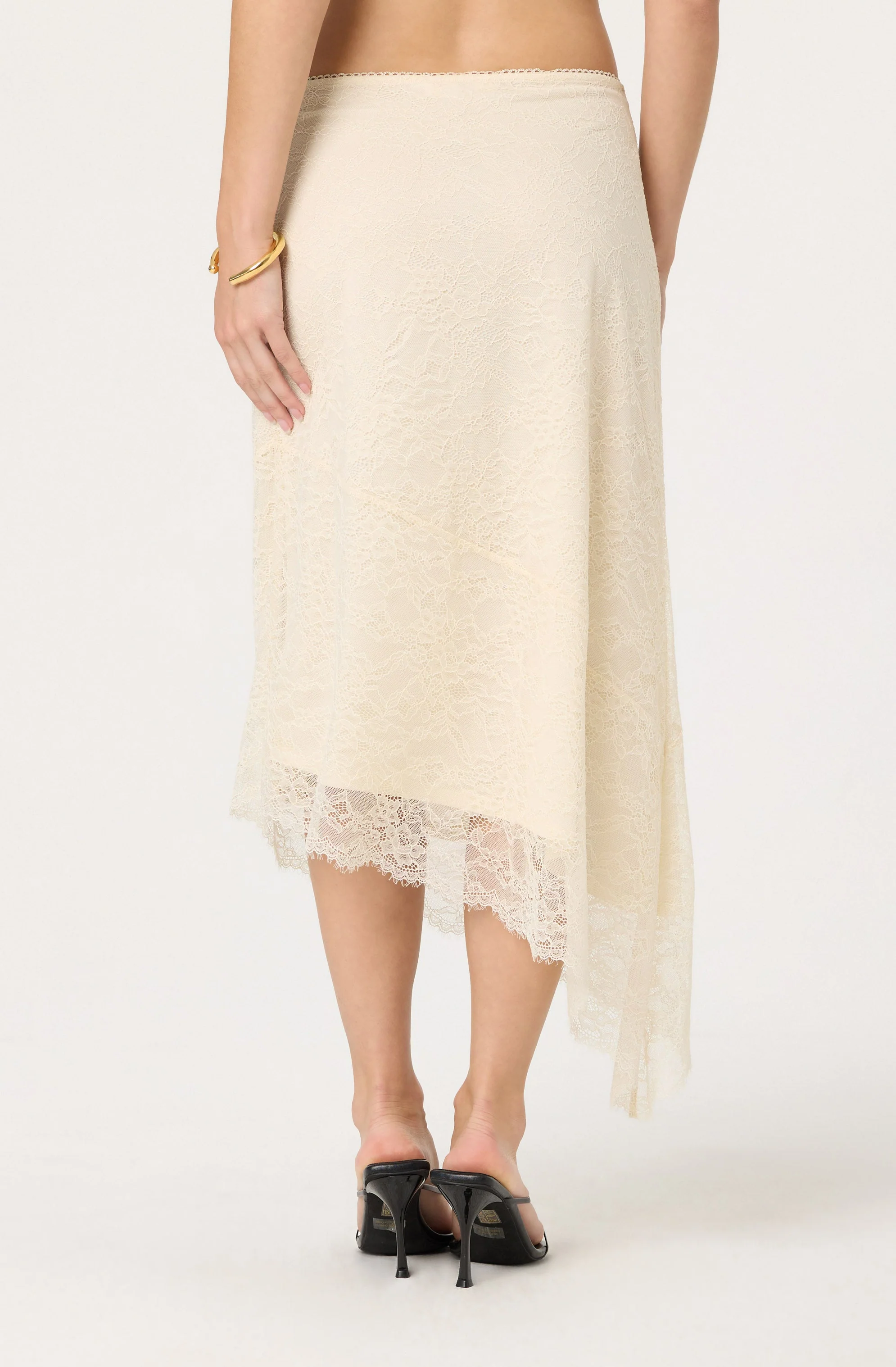 Asymmetrical Lace Midi Skirt - Image 3