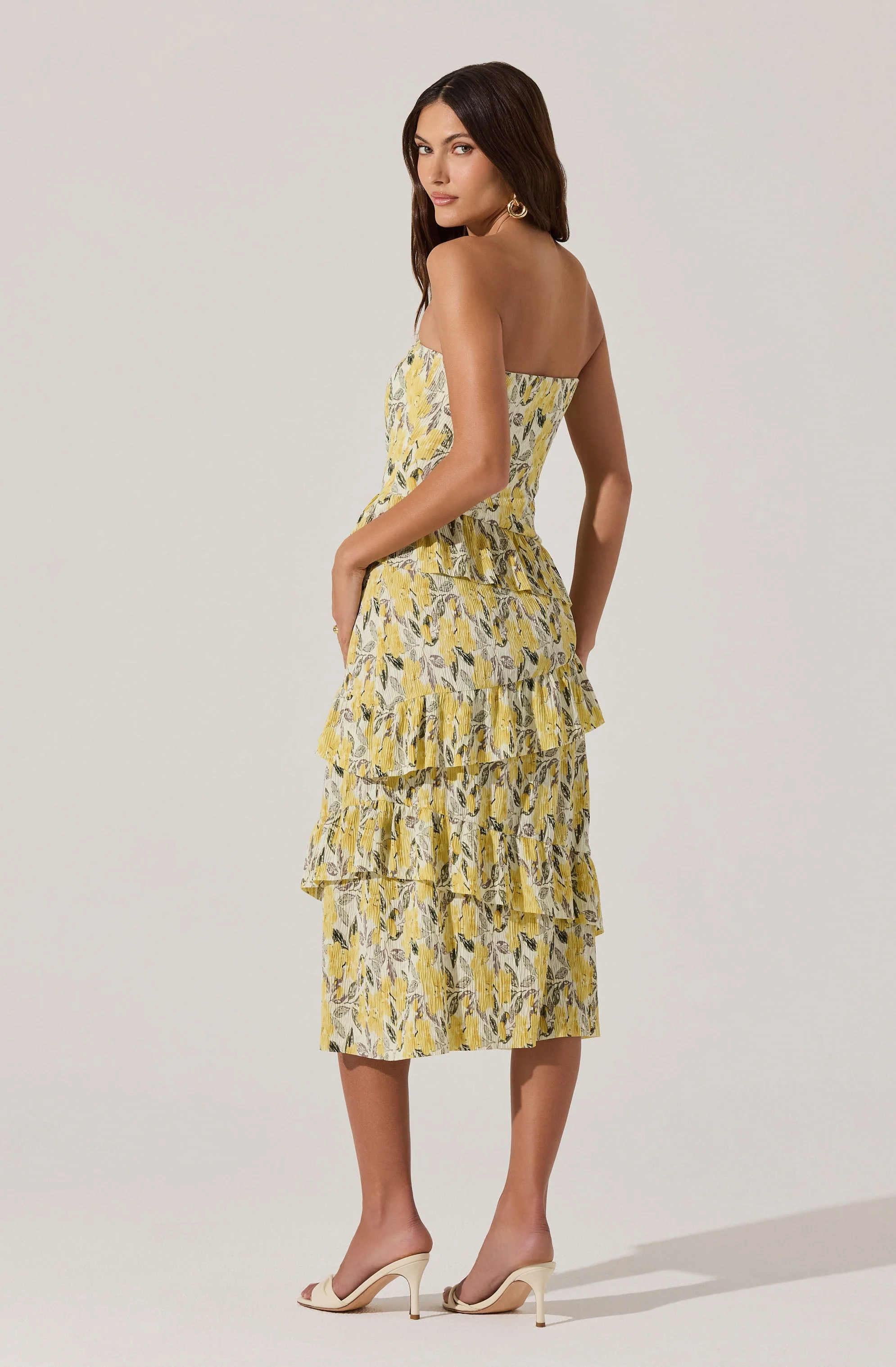 Asymmetrical Tiered Ruffle Midi Dress - Image 11