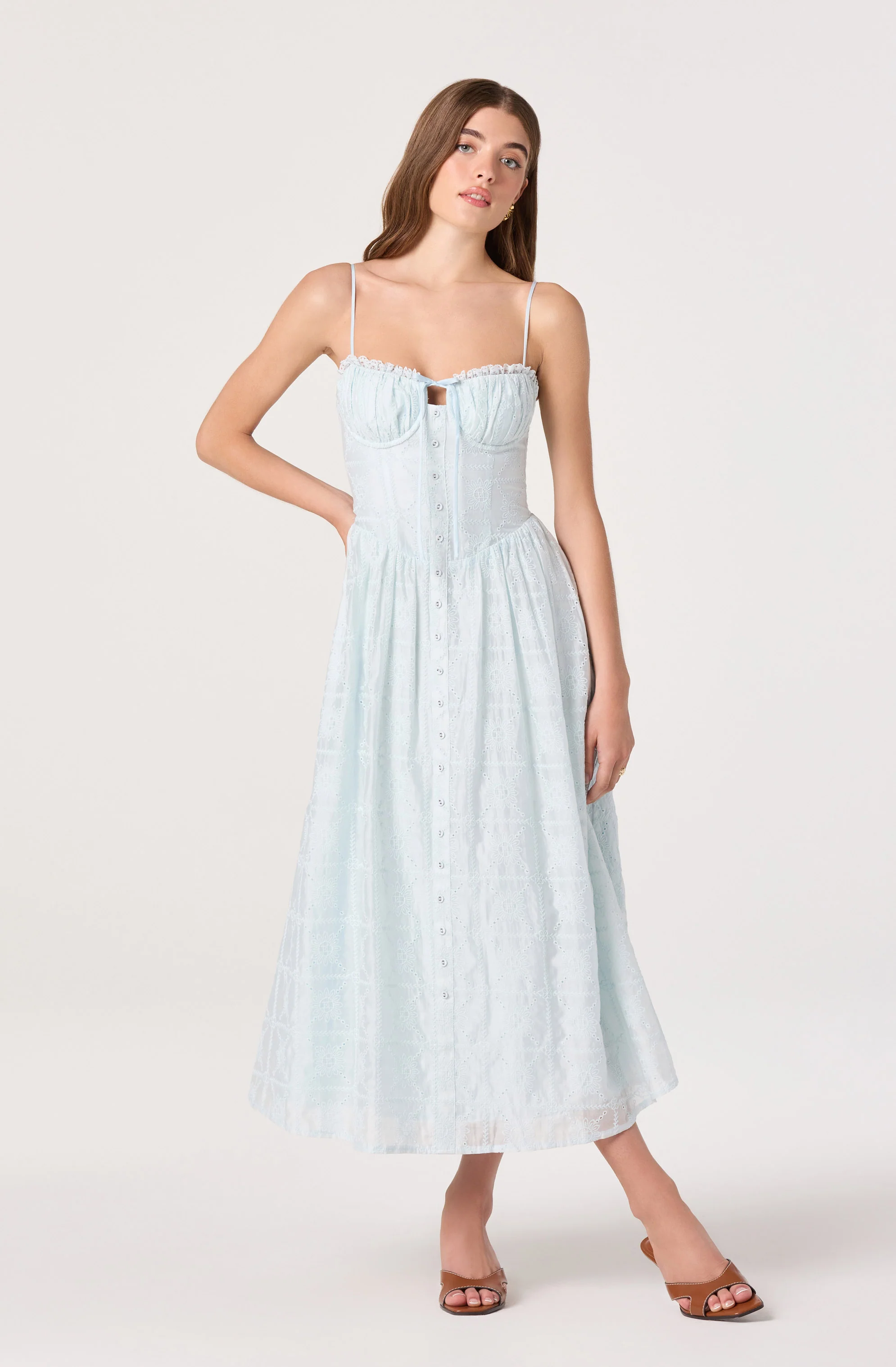Aubrey Eyelet Embroidered Sweetheart Midi Dress - Image 7