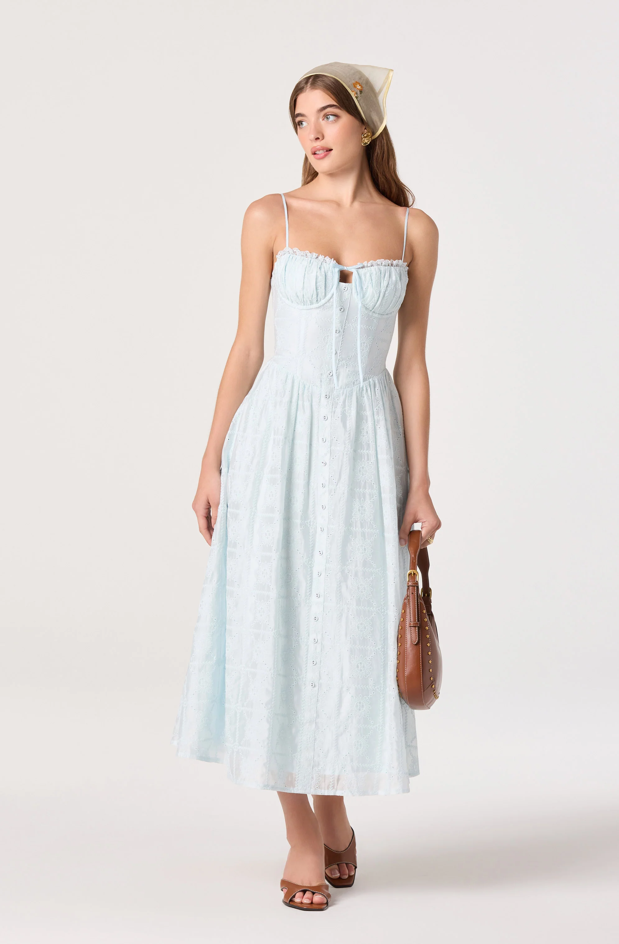 Aubrey Eyelet Embroidered Sweetheart Midi Dress - Image 8