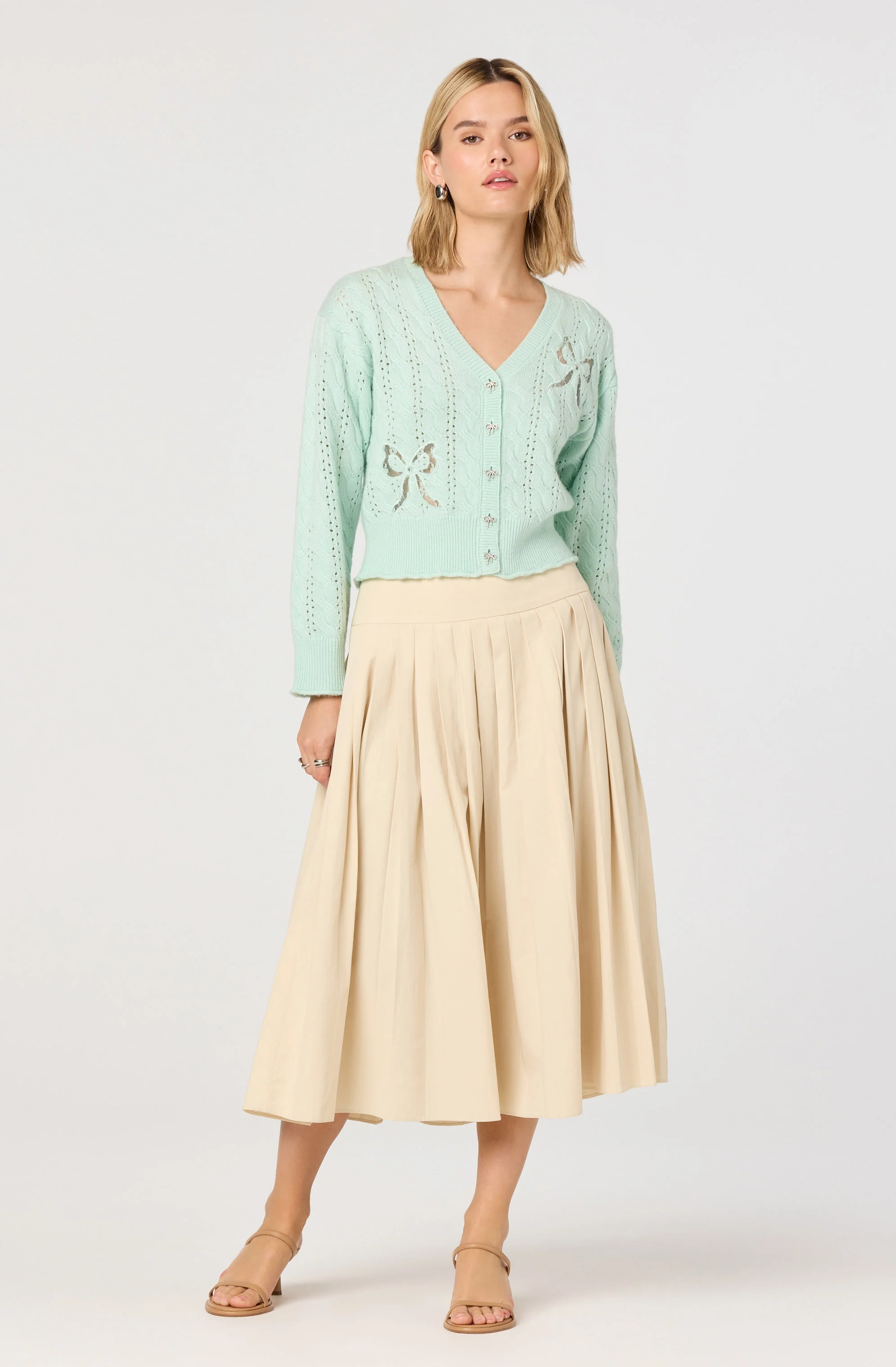 Aubrianna Pleated Drop-Waist Midi Skirt - Image 2