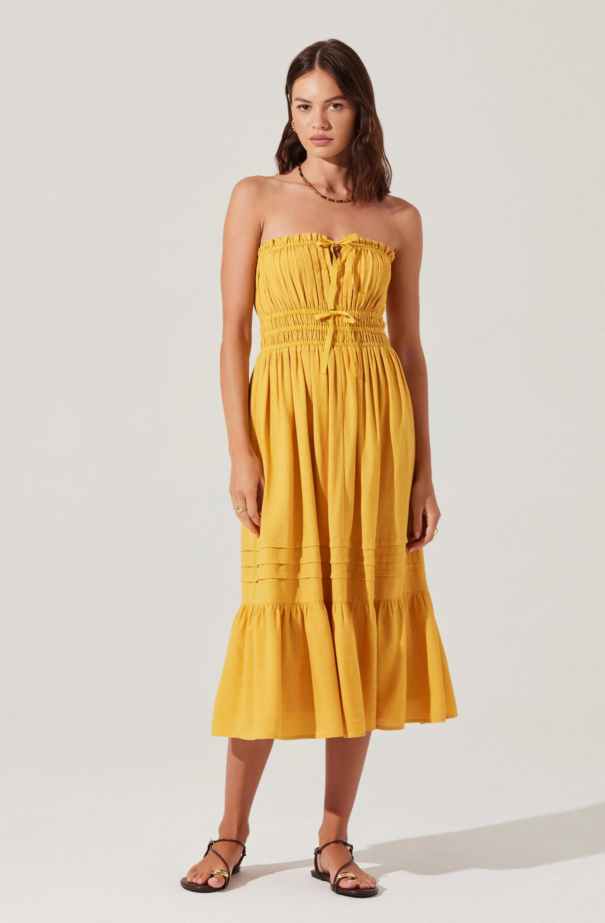 Aubrie Strapless Smocked Midi Dress - Image 11