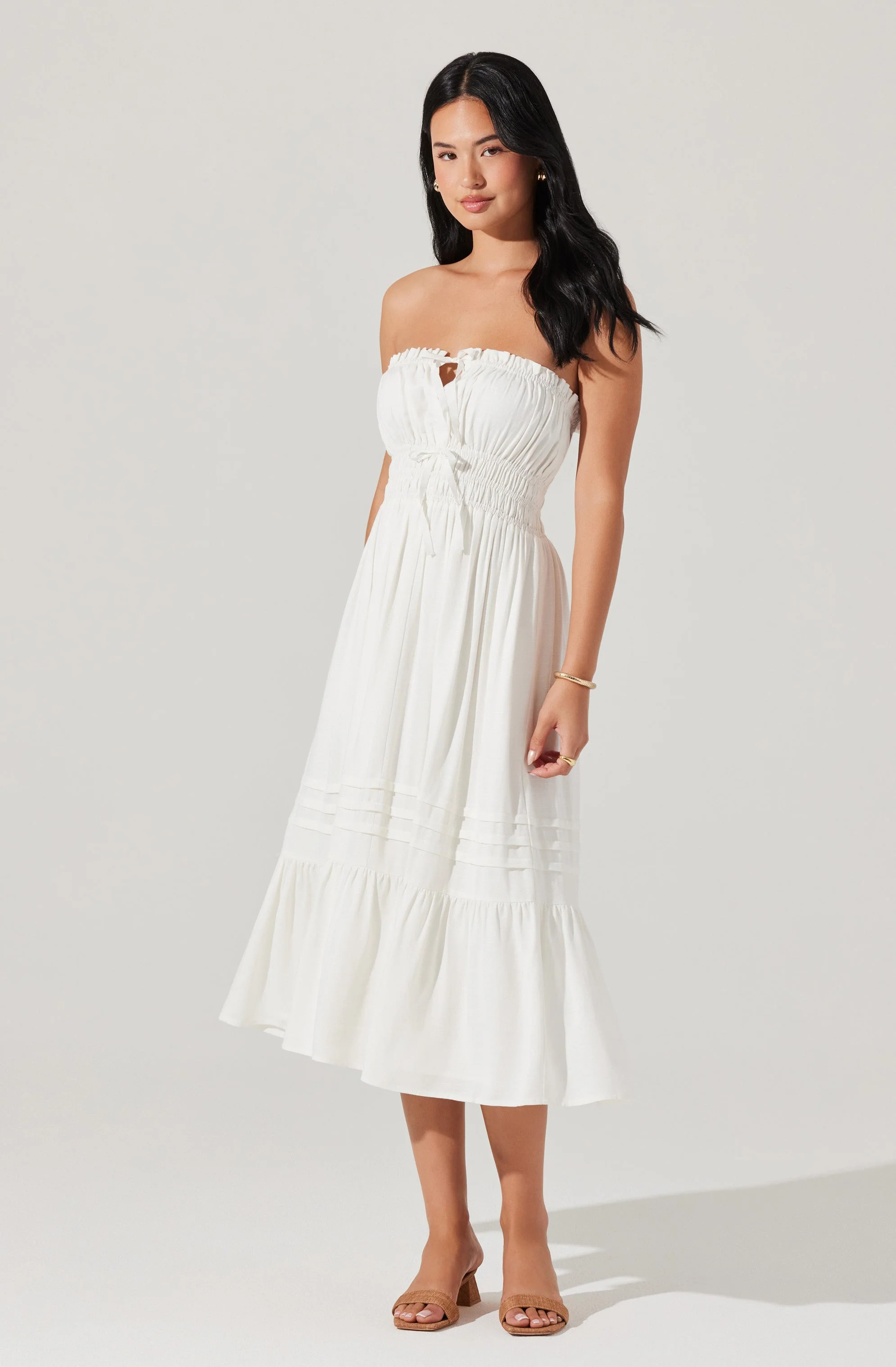 Aubrie Strapless Smocked Midi Dress - Image 3
