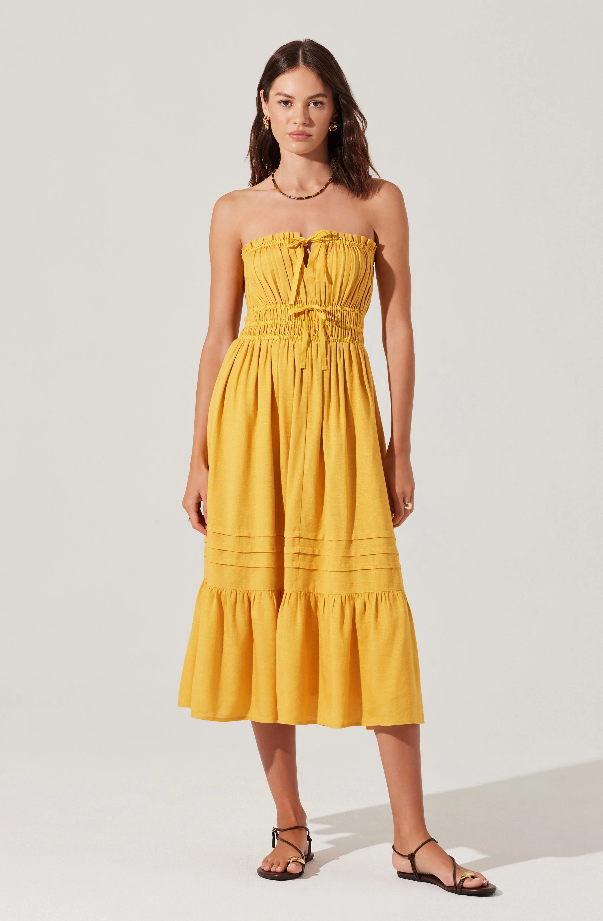Aubrie Strapless Smocked Midi Dress - Image 7