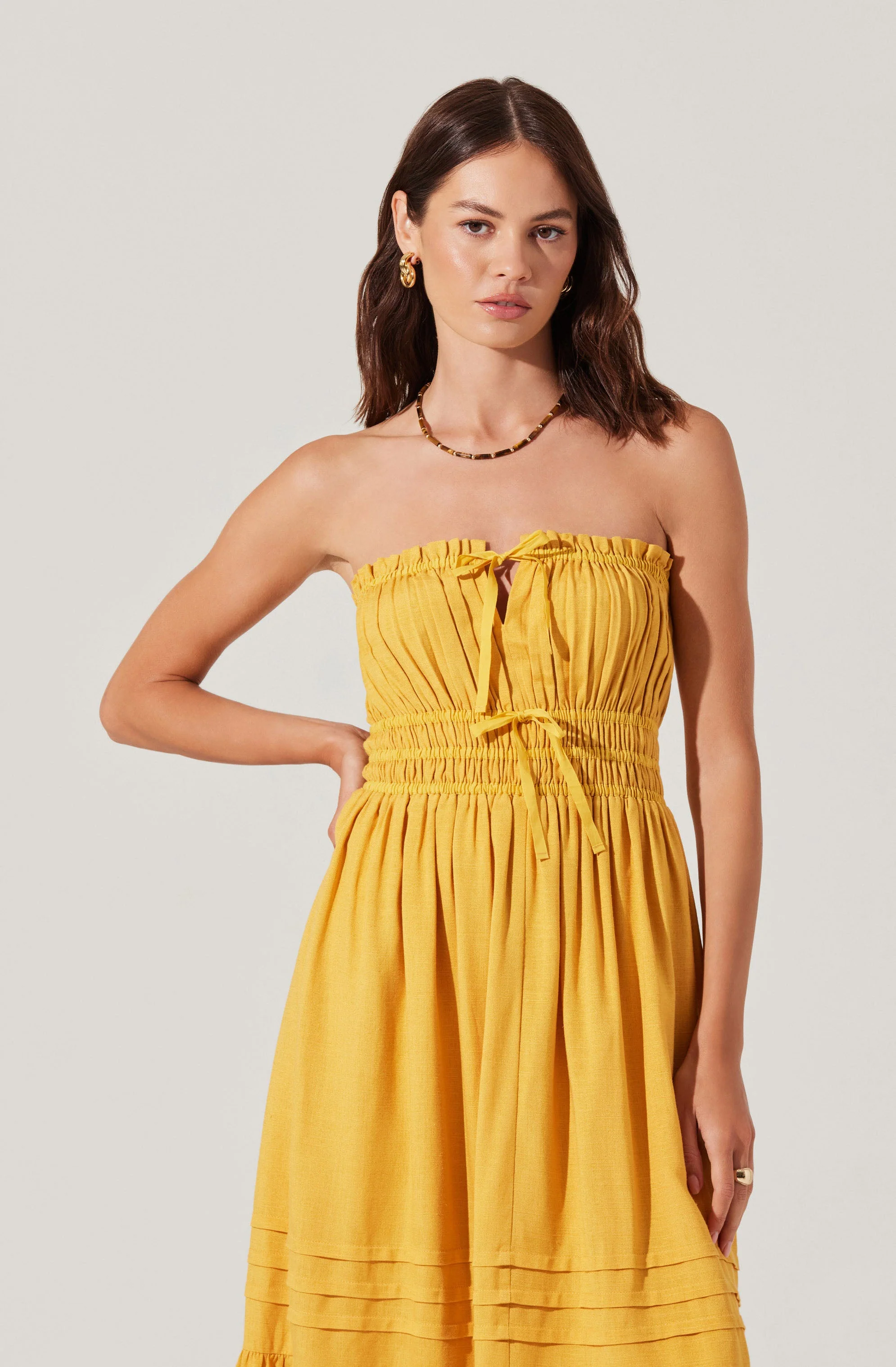 Aubrie Strapless Smocked Midi Dress - Image 8