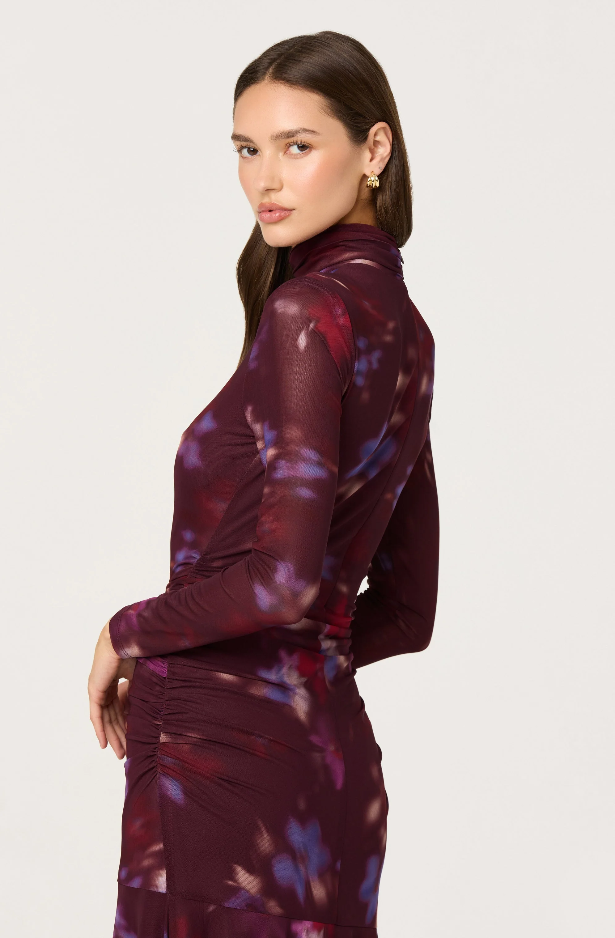 Aubriella Floral Mesh Midi Dress - Image 3
