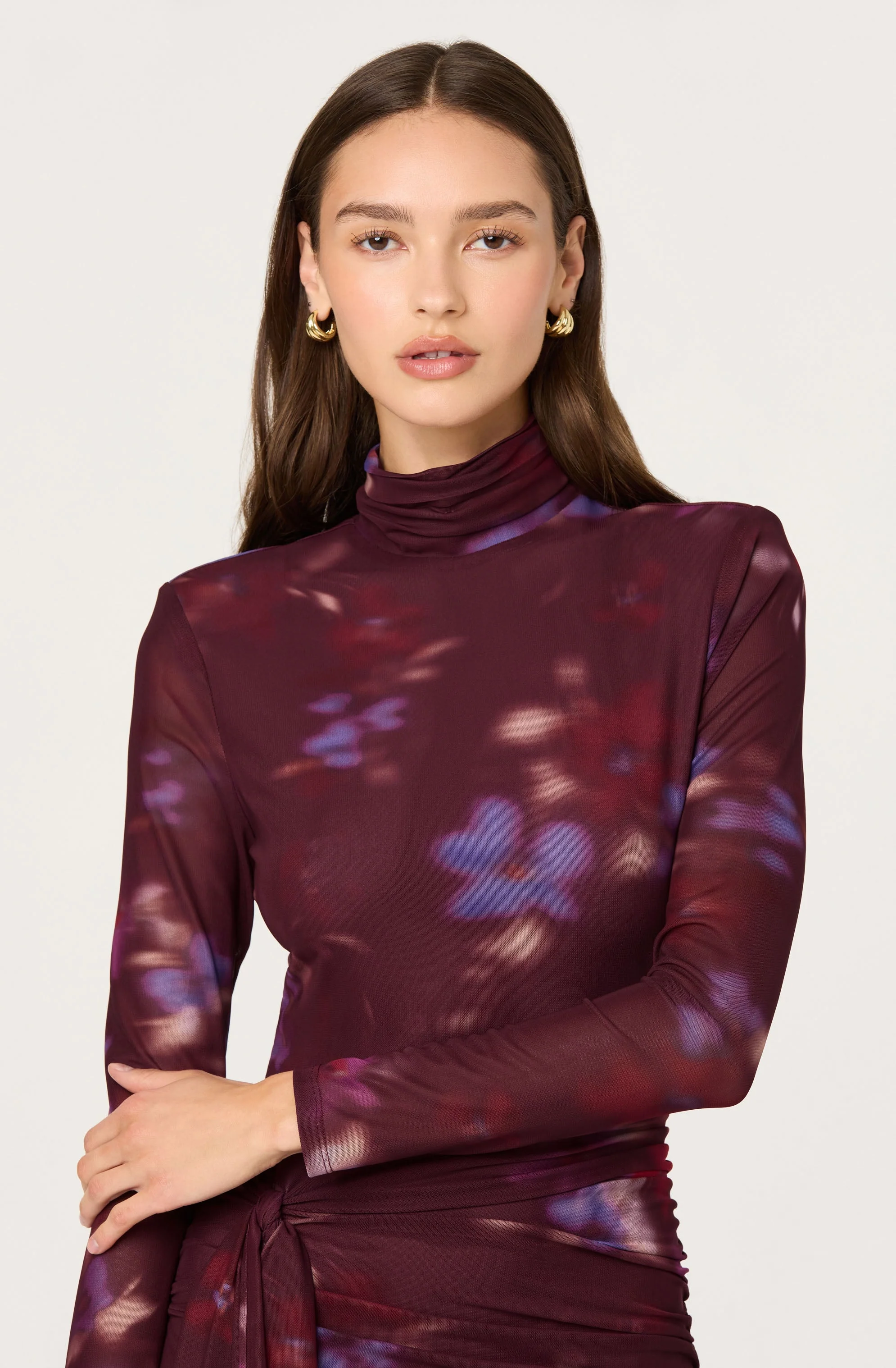 Aubriella Floral Mesh Midi Dress - Image 4
